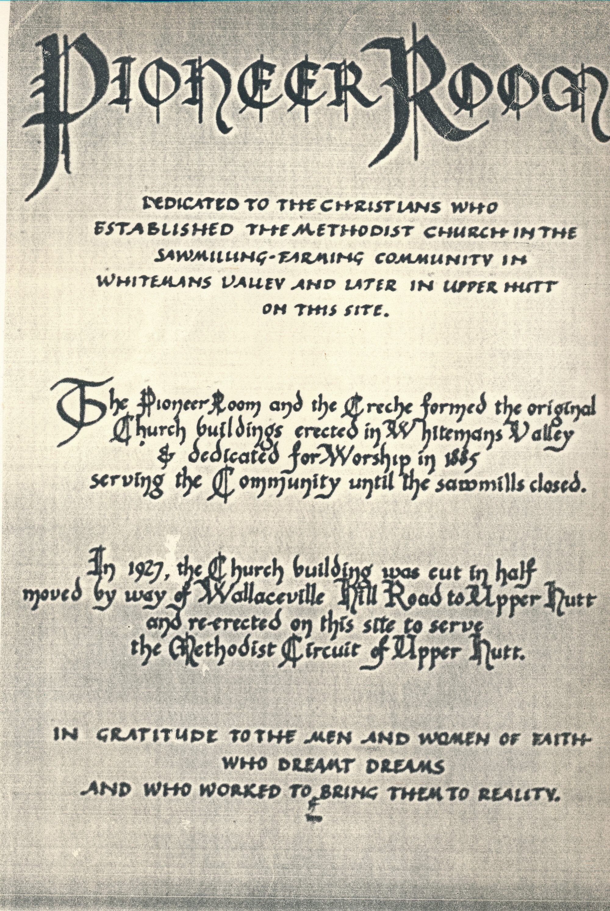 Pioneer Room Dedication