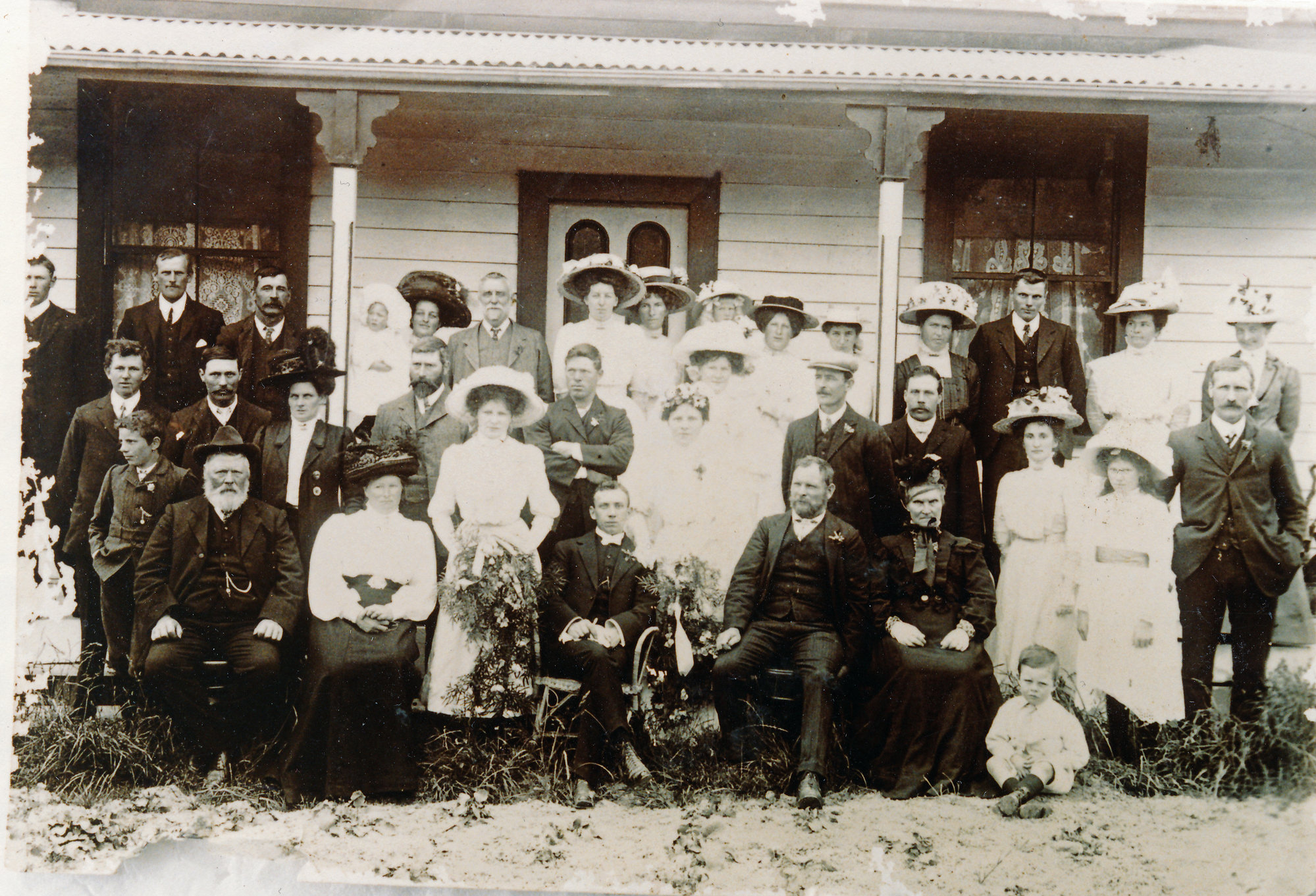 Wedding photo taken on Veranda of James Swanson's House