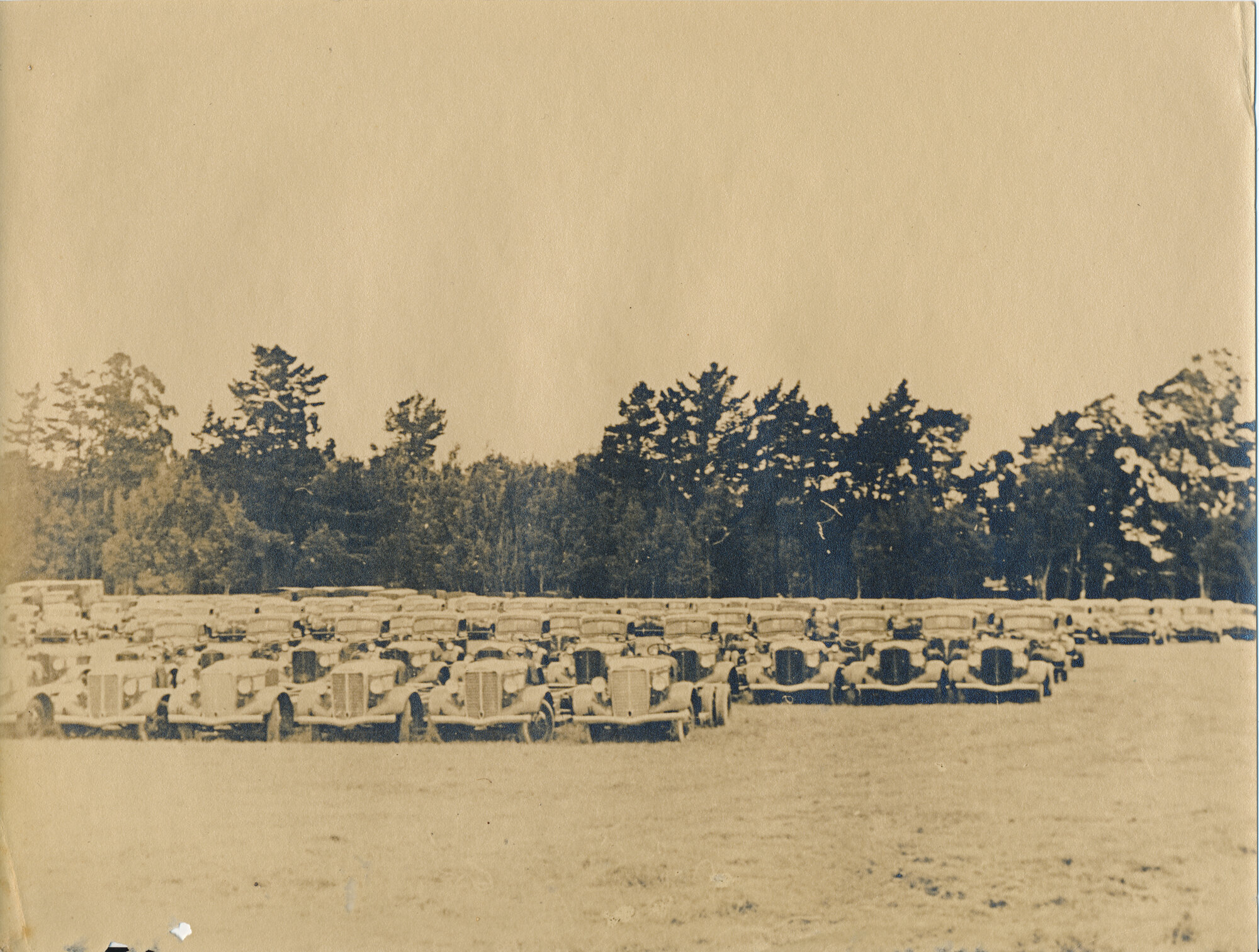 Trucks at Trentham being readied for Army use