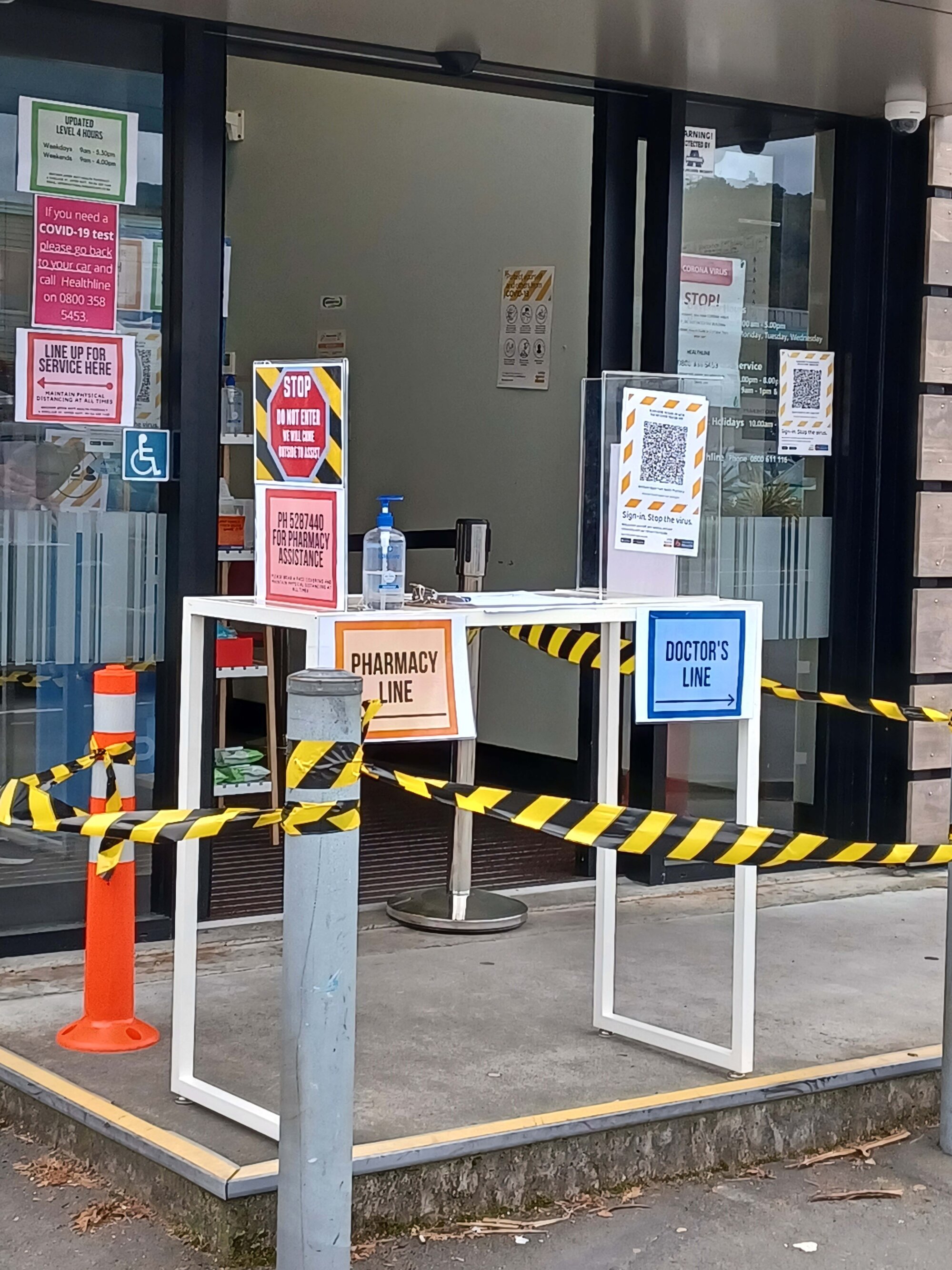 Medical Centre and Pharmacy Entrance; Covid-19 August 2021 Outbreak 