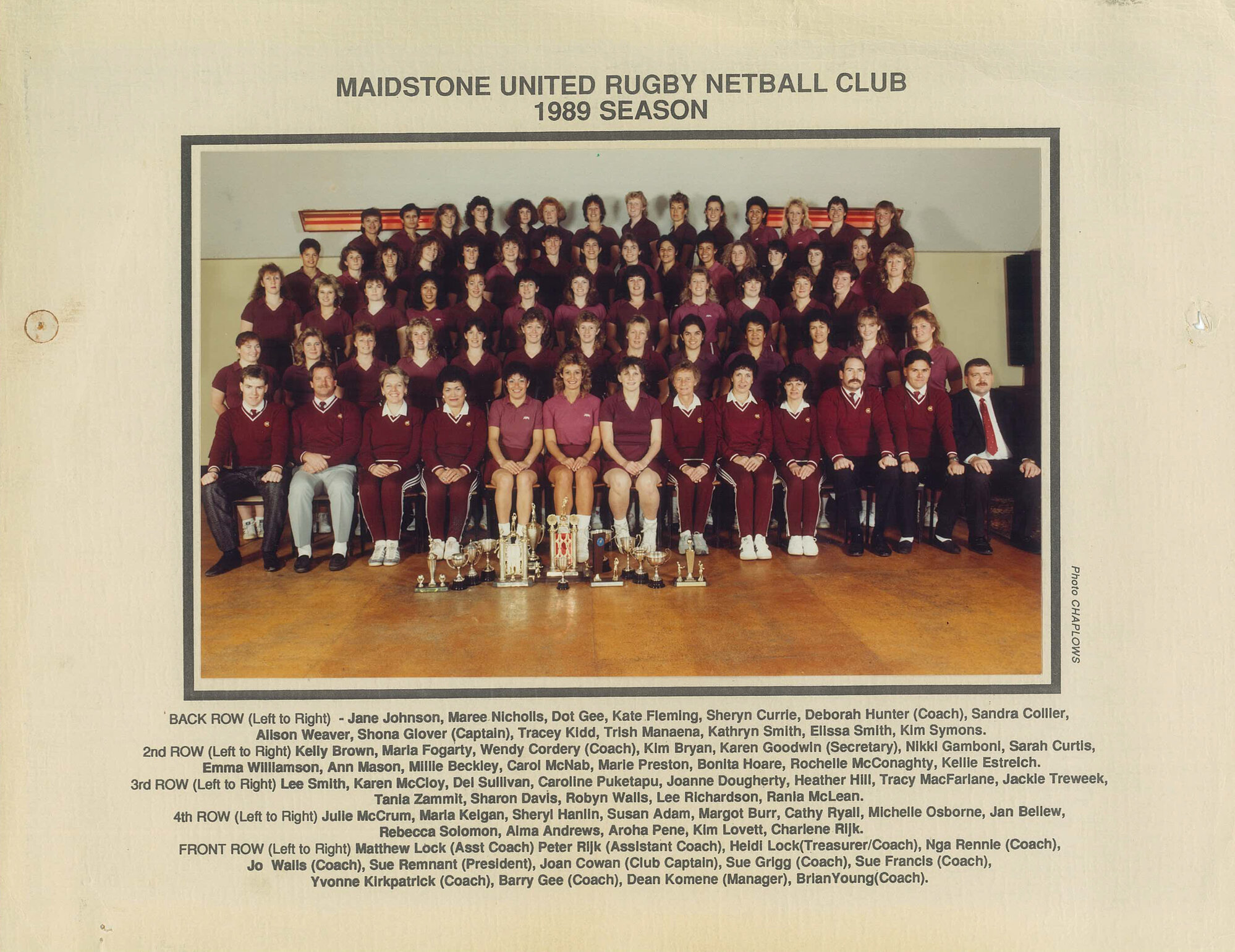 Maidstone United Rugby Netball Club; 1989