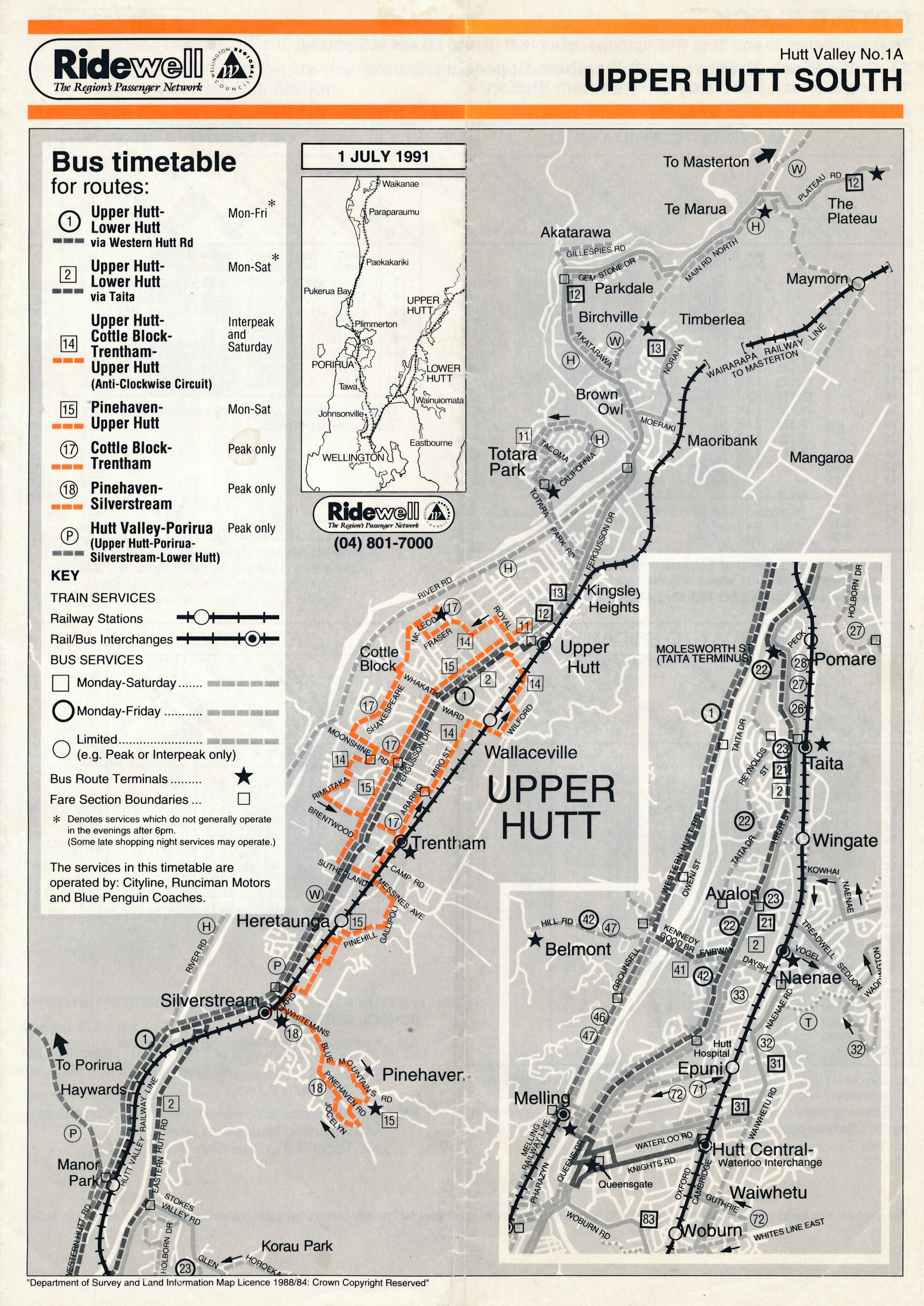 Upper Hutt South Train and Bus Map [Publication 218]