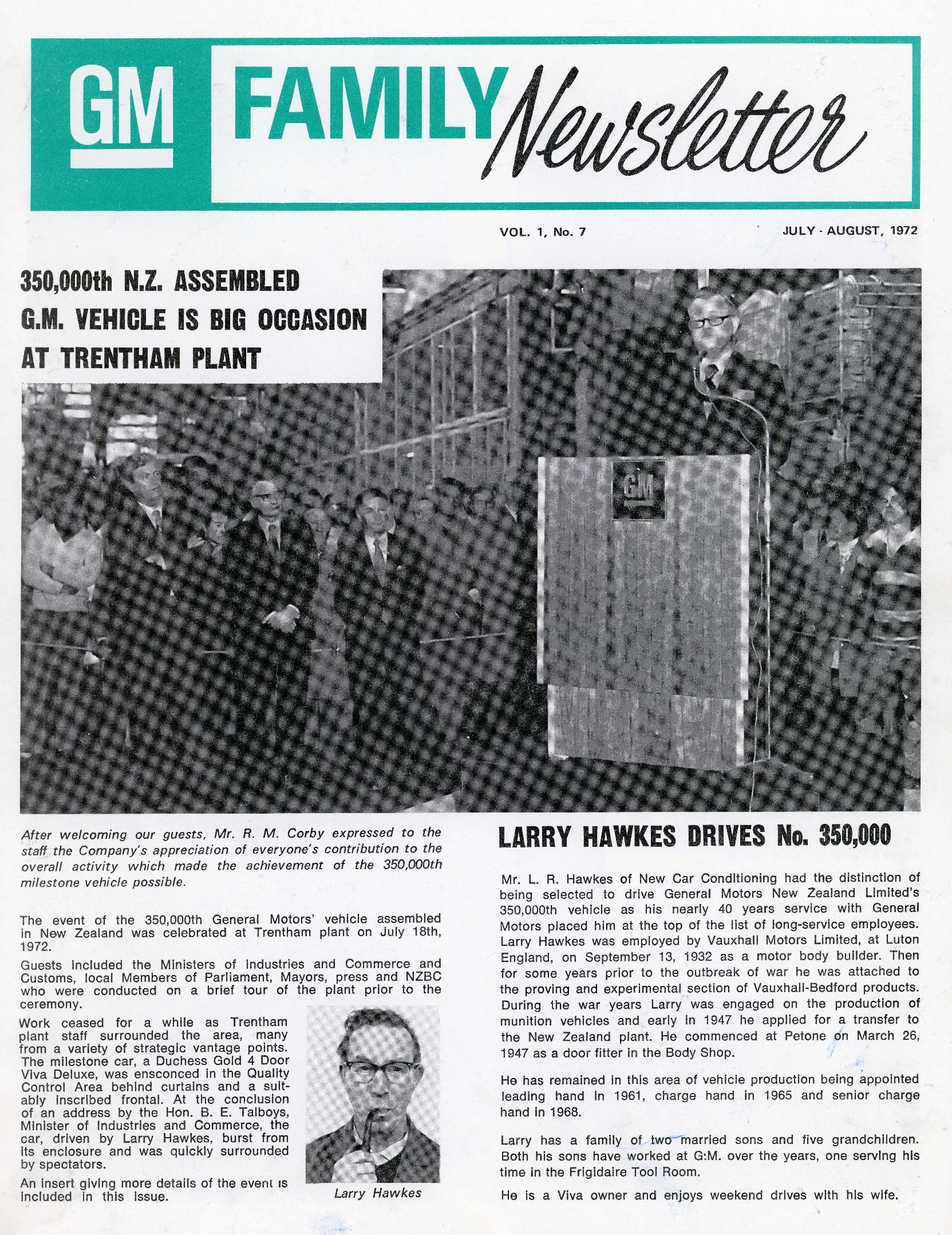 General Motors Family Newsletter; Vol 1, No.7; 1972