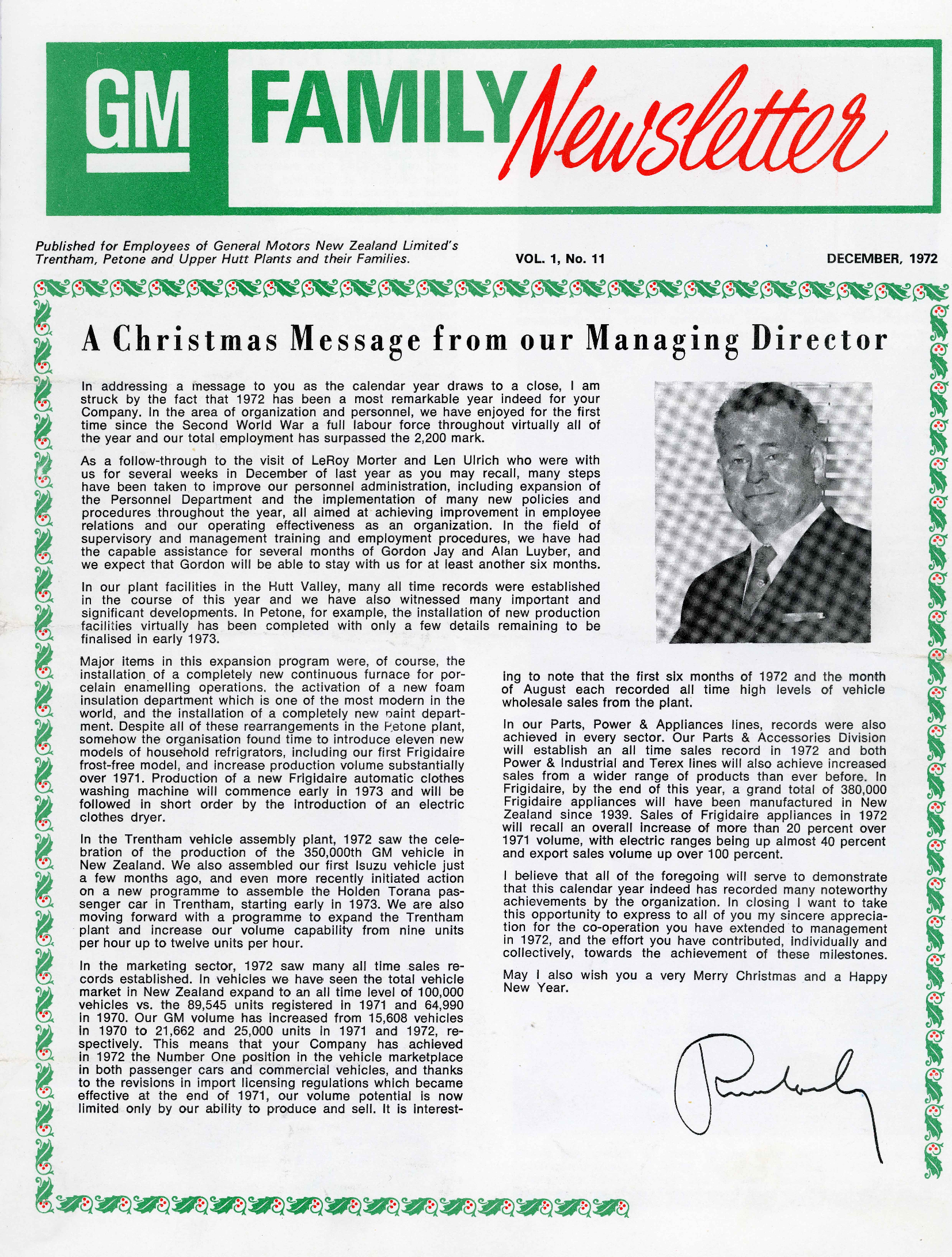 General Motors Family Newsletter; Vol 1, No.11; 1972