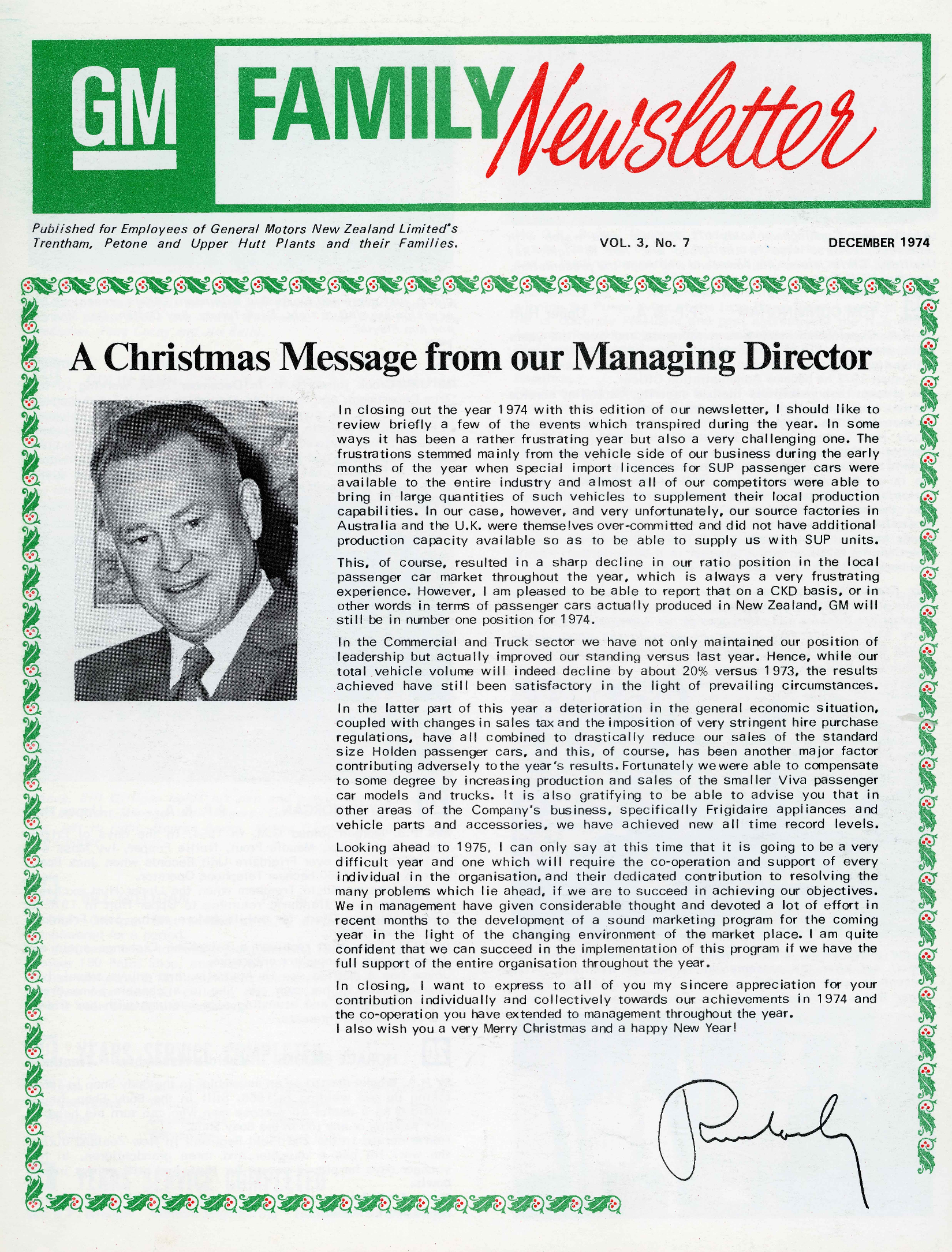 General Motors Family Newsletter; Vol 3, No.7; 1974