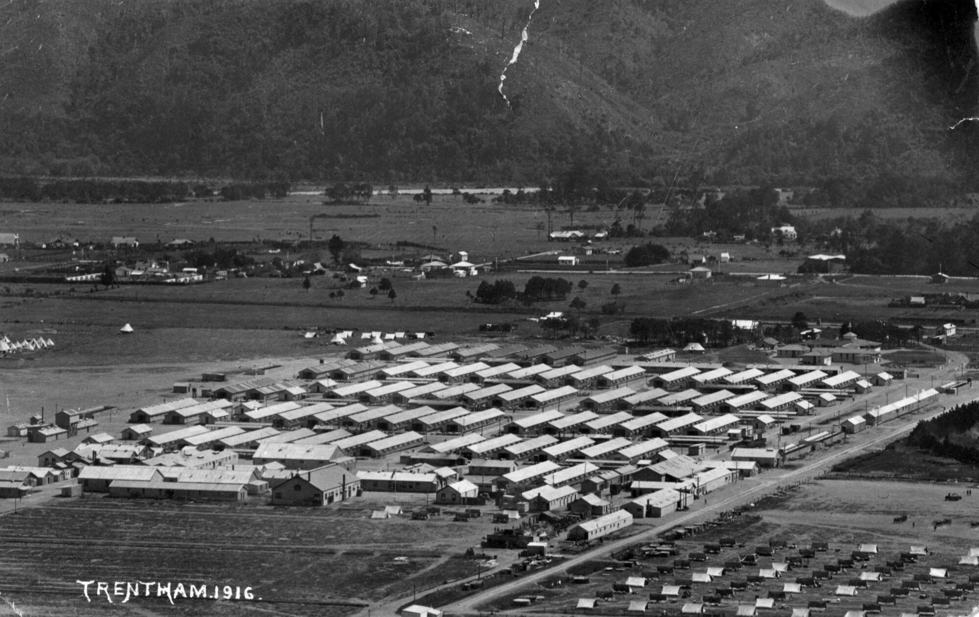 Trentham Camp overall view 1916 from hill to the east 4B.