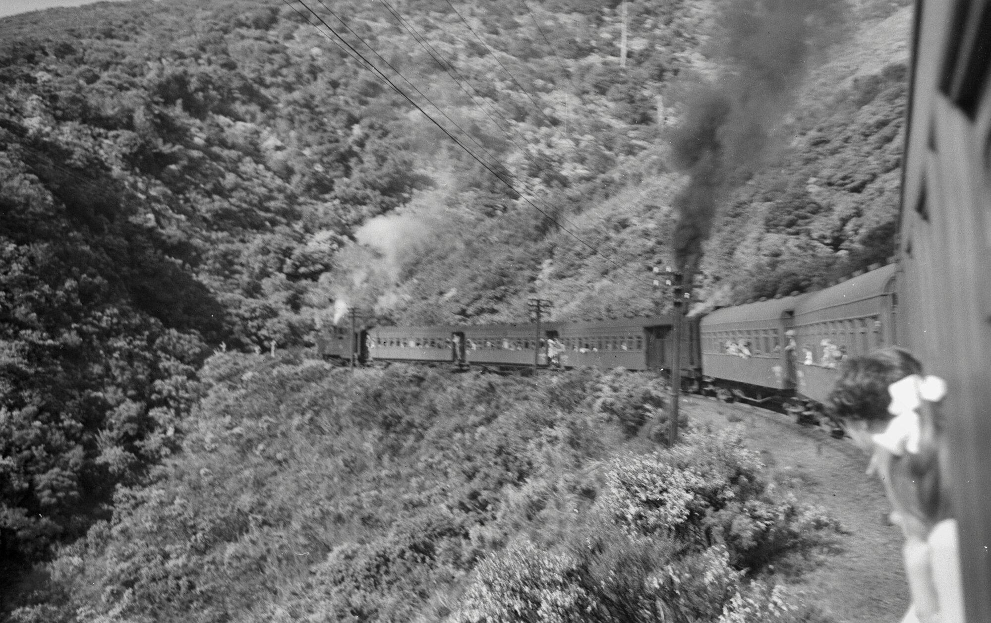 Train on Rimutaka Incline; ca 1955