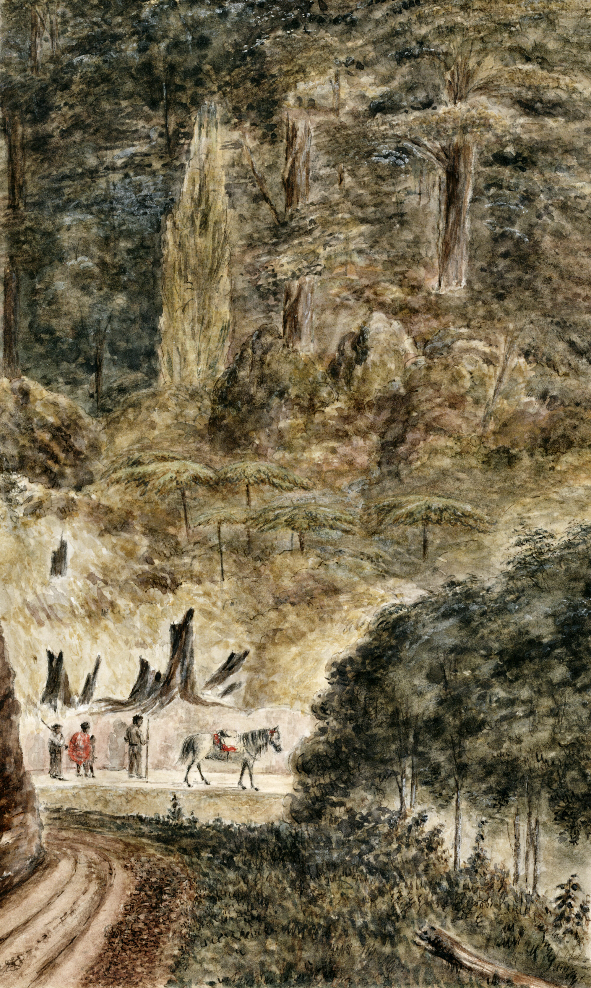 Watercolour Painting; Cutting on the Rimutaka;  1 September 1854 