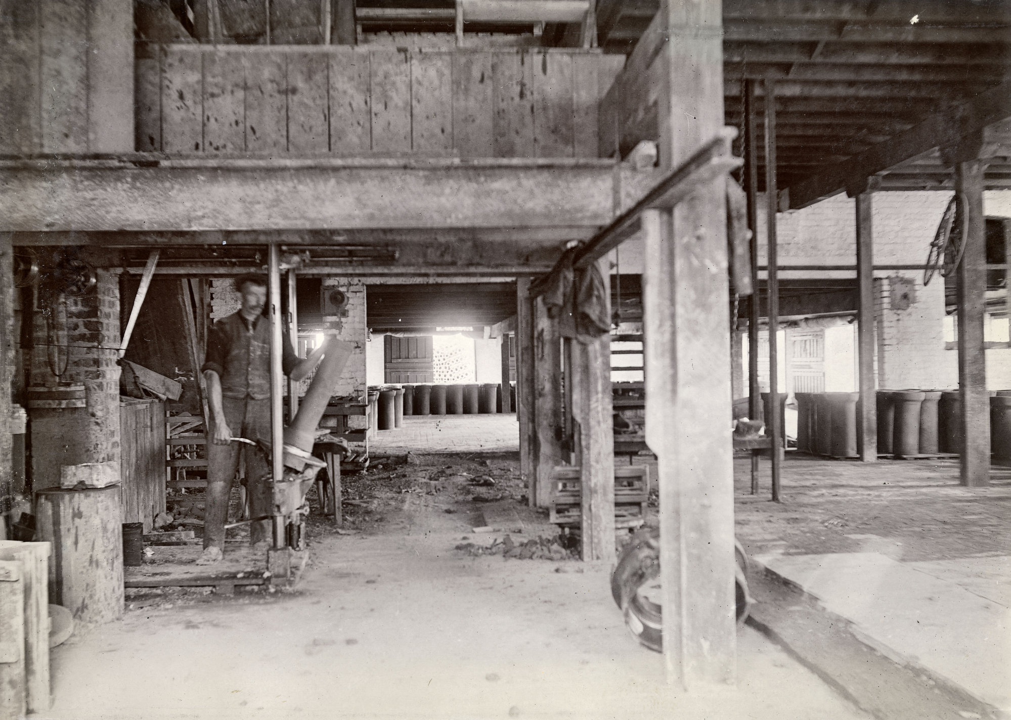 Interior view of a brickworks at Silverstream; ca 1905