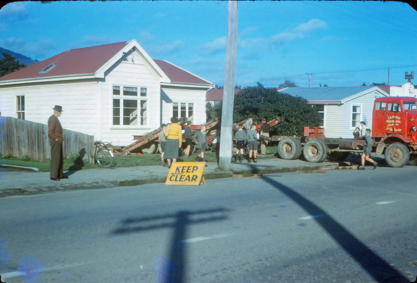 House removal; Main Street, opposite St Joseph's Church; 1956  