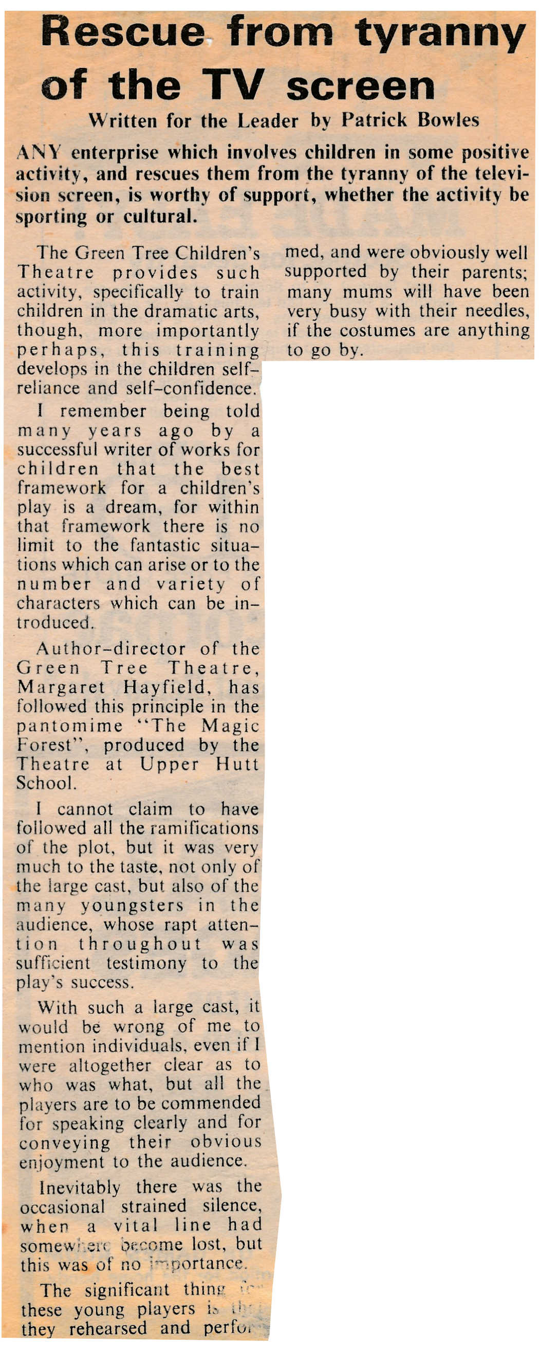 Upper Hutt Green Tree Children's Theatre; ca 1980s