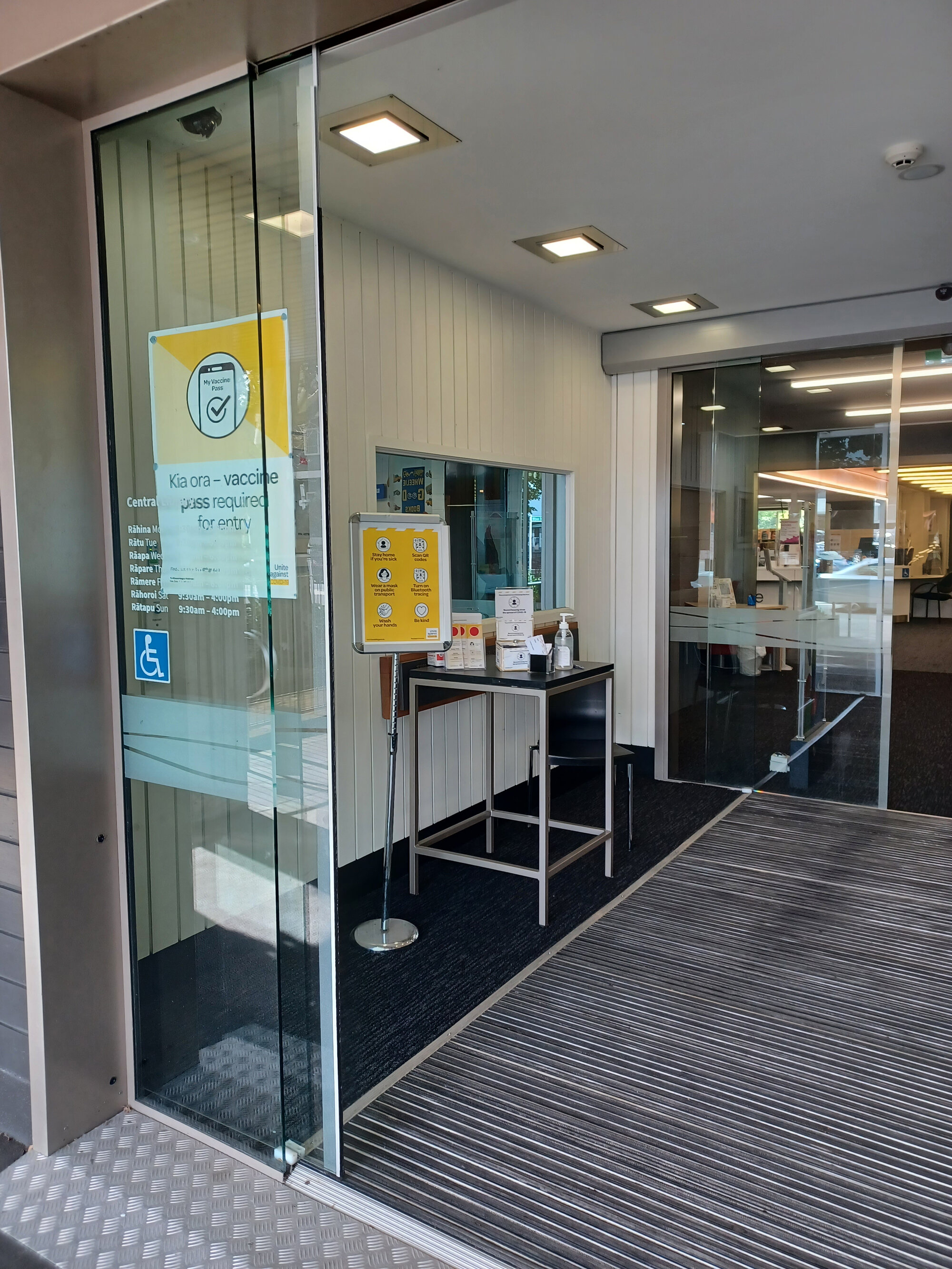 Vaccine Pass Notifications at Upper Hutt Central Library; 2022