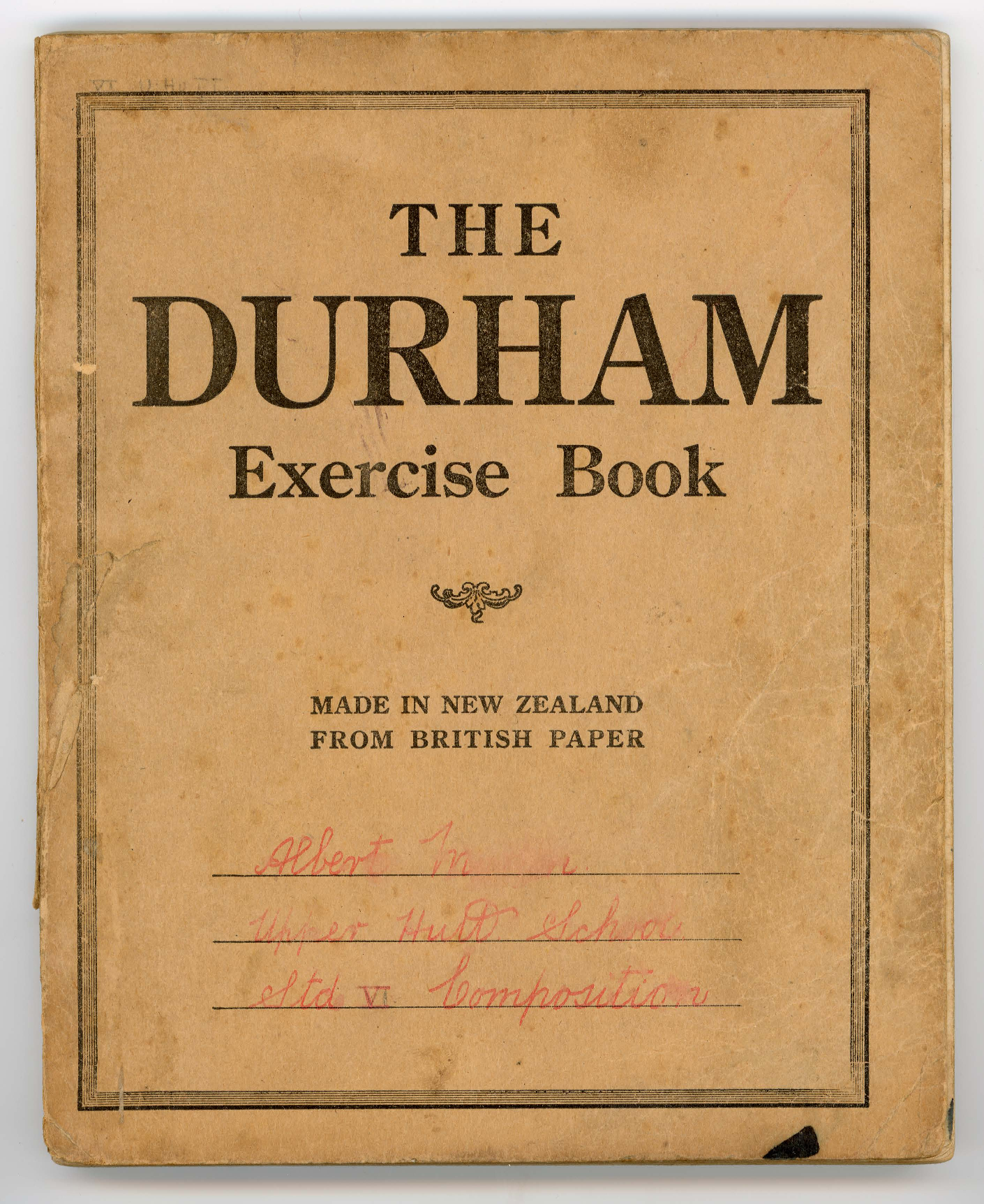 Upper Hutt School; Albert Martin Exercise Book Std. V Composition; 1932-33