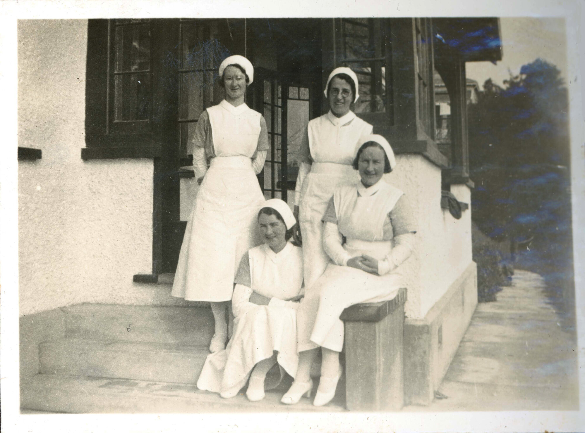 Sharman Marsh Family Photo Album; Alma Poulson with Nurses; ca. 1930s