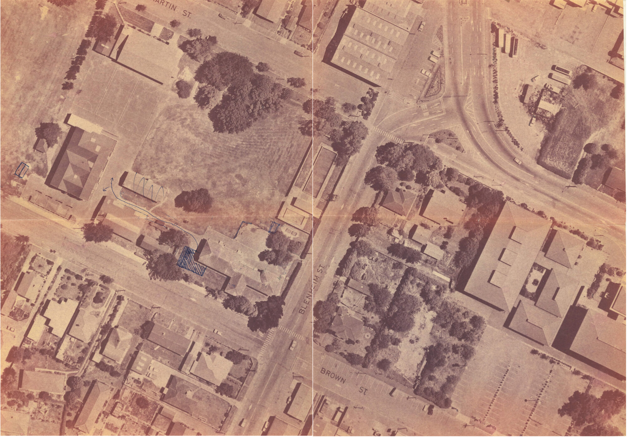 Upper Hutt School; Aerial photograph of school; ca. 1970s - 80s