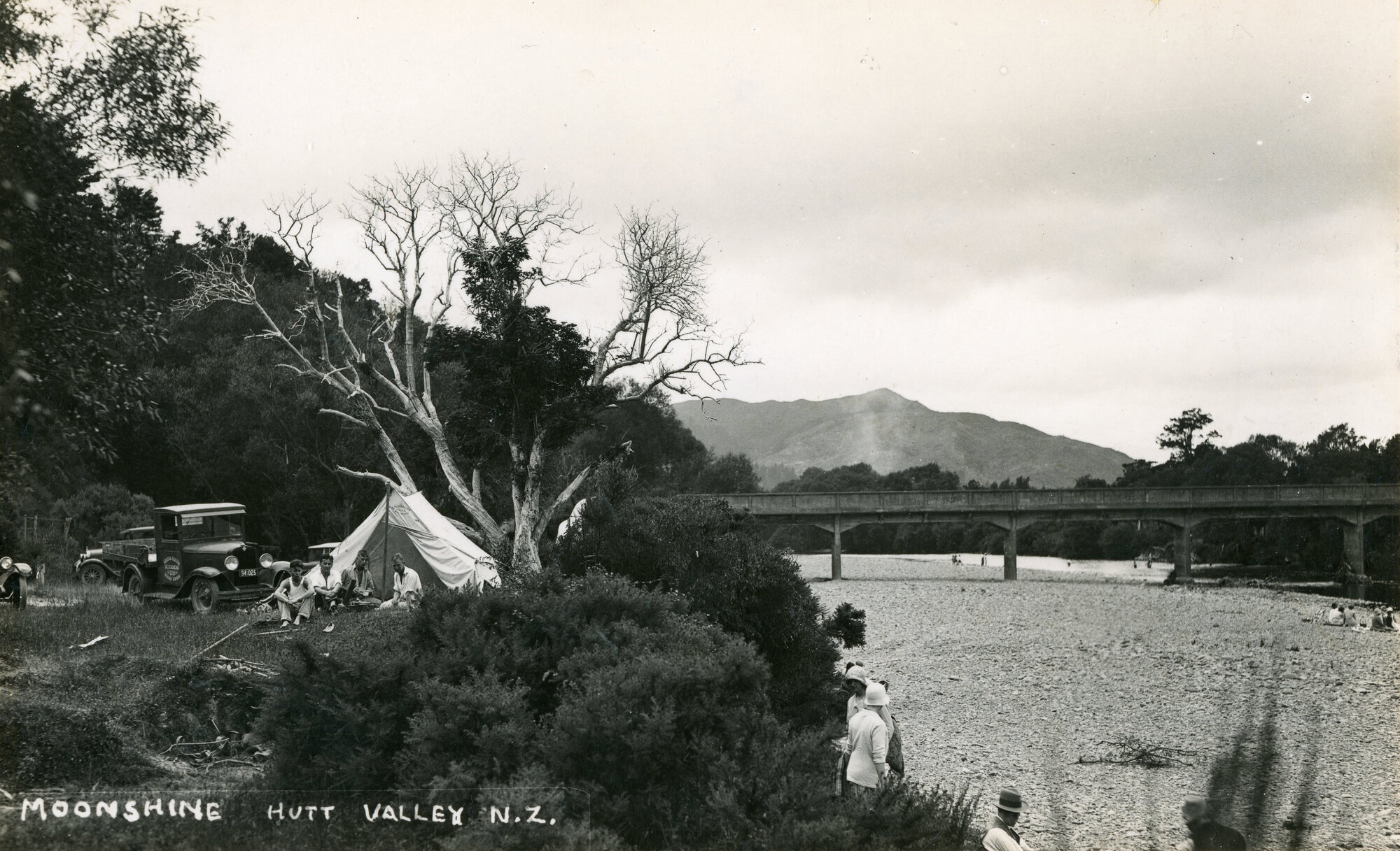 Camping near Moonshine Bridge; ca. 1930s
