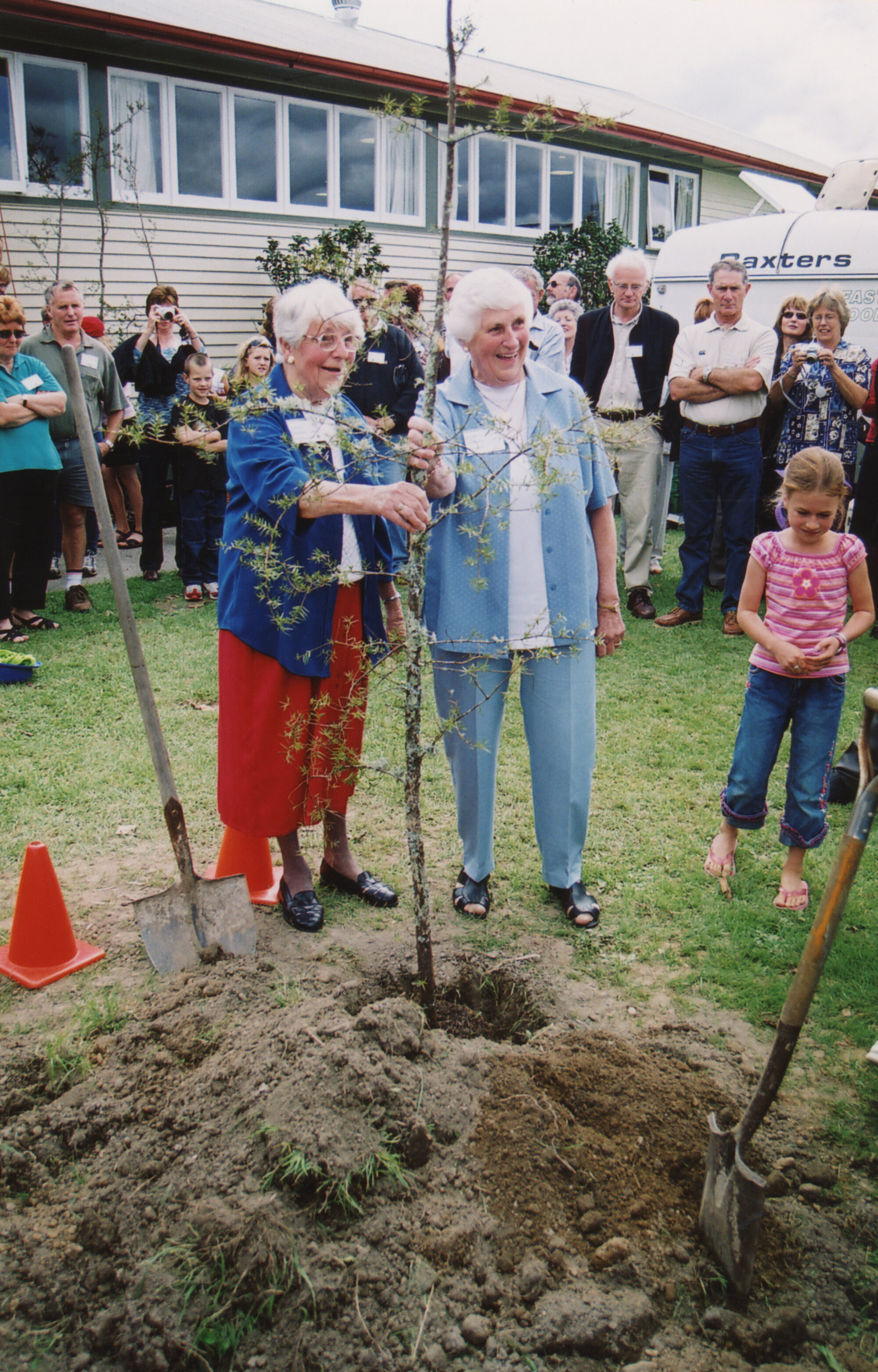 Trentham School 75th Reunion; Planting of trees; 2004