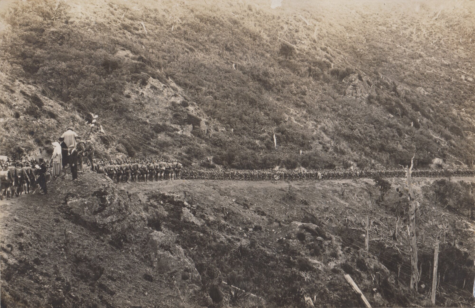 Reinforcements Marching over the Rimutakas; 1916