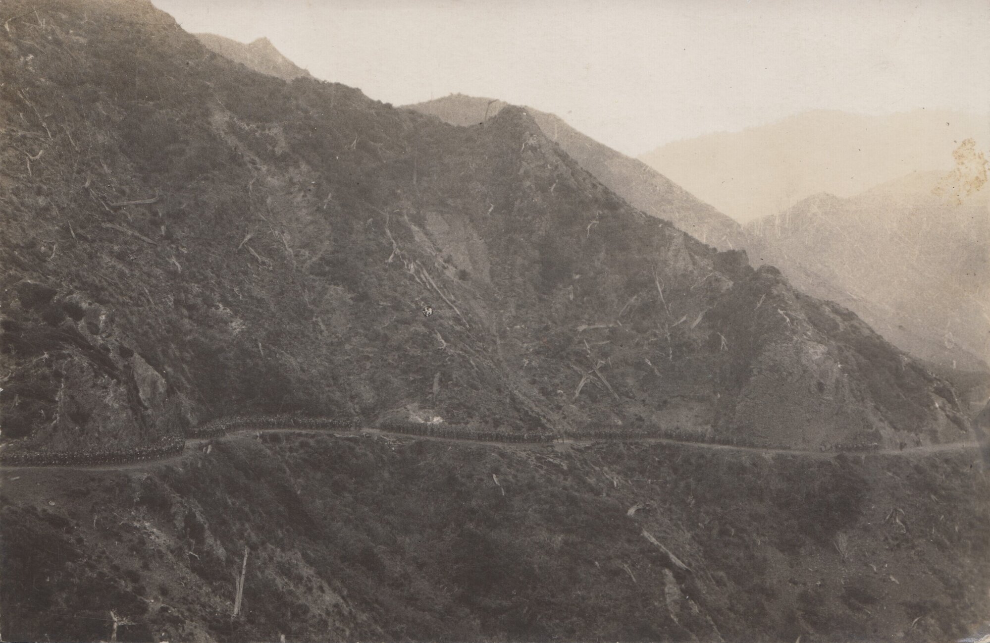Reinforcements Marching over the Rimutakas; 1916