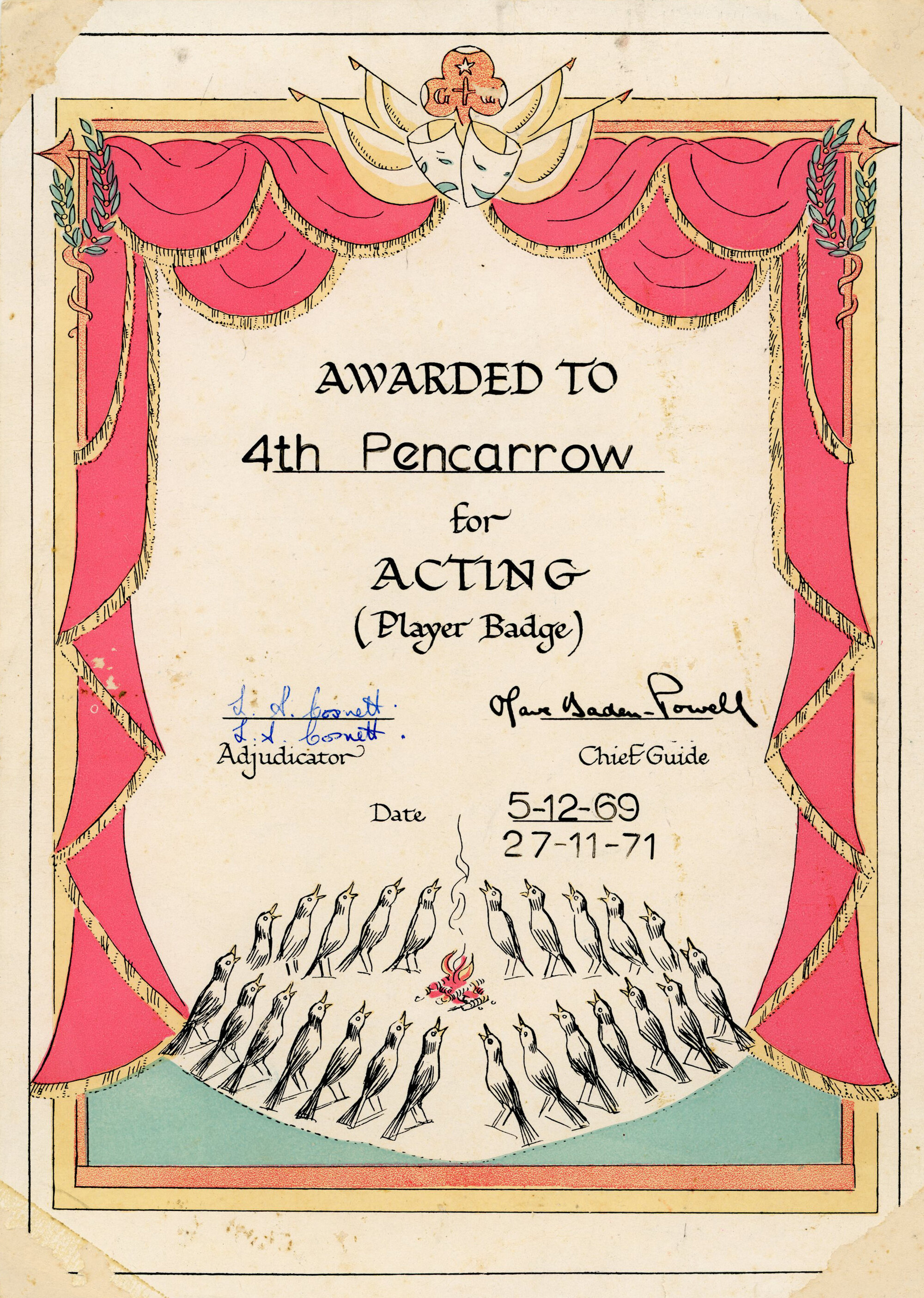 Girl Guide Association Upper Hutt; Certificate; 1969