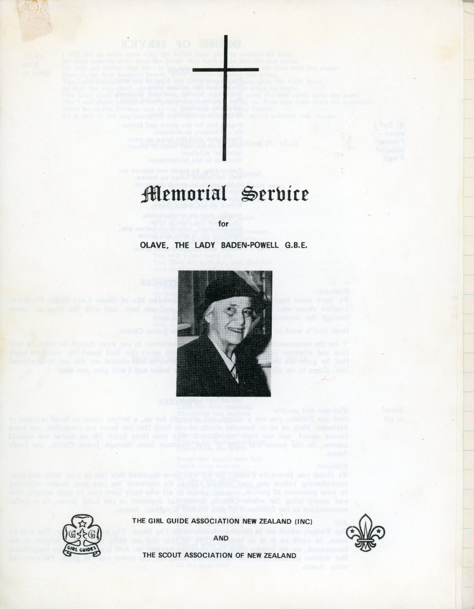 Memorial Service for Lady Baden-Powell; G.B.E; 1977