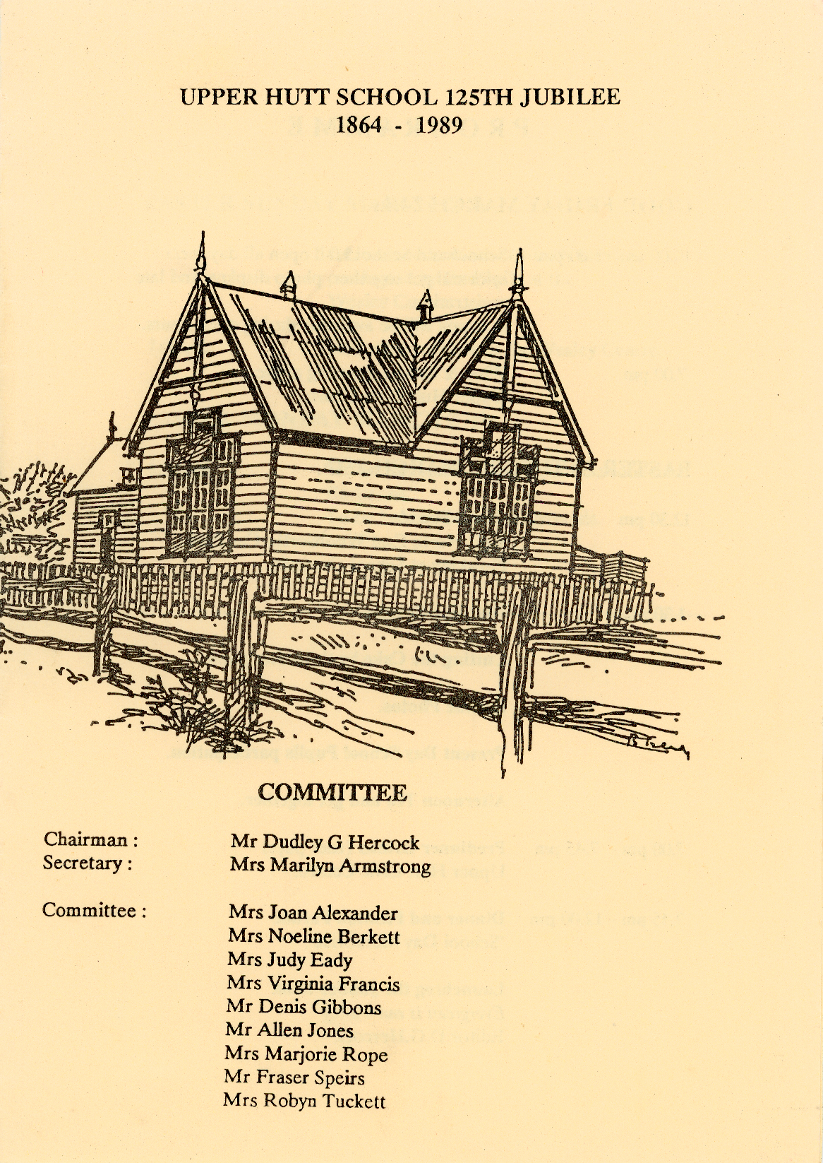 Upper Hutt School; 125th Jubilee Programme; 1989