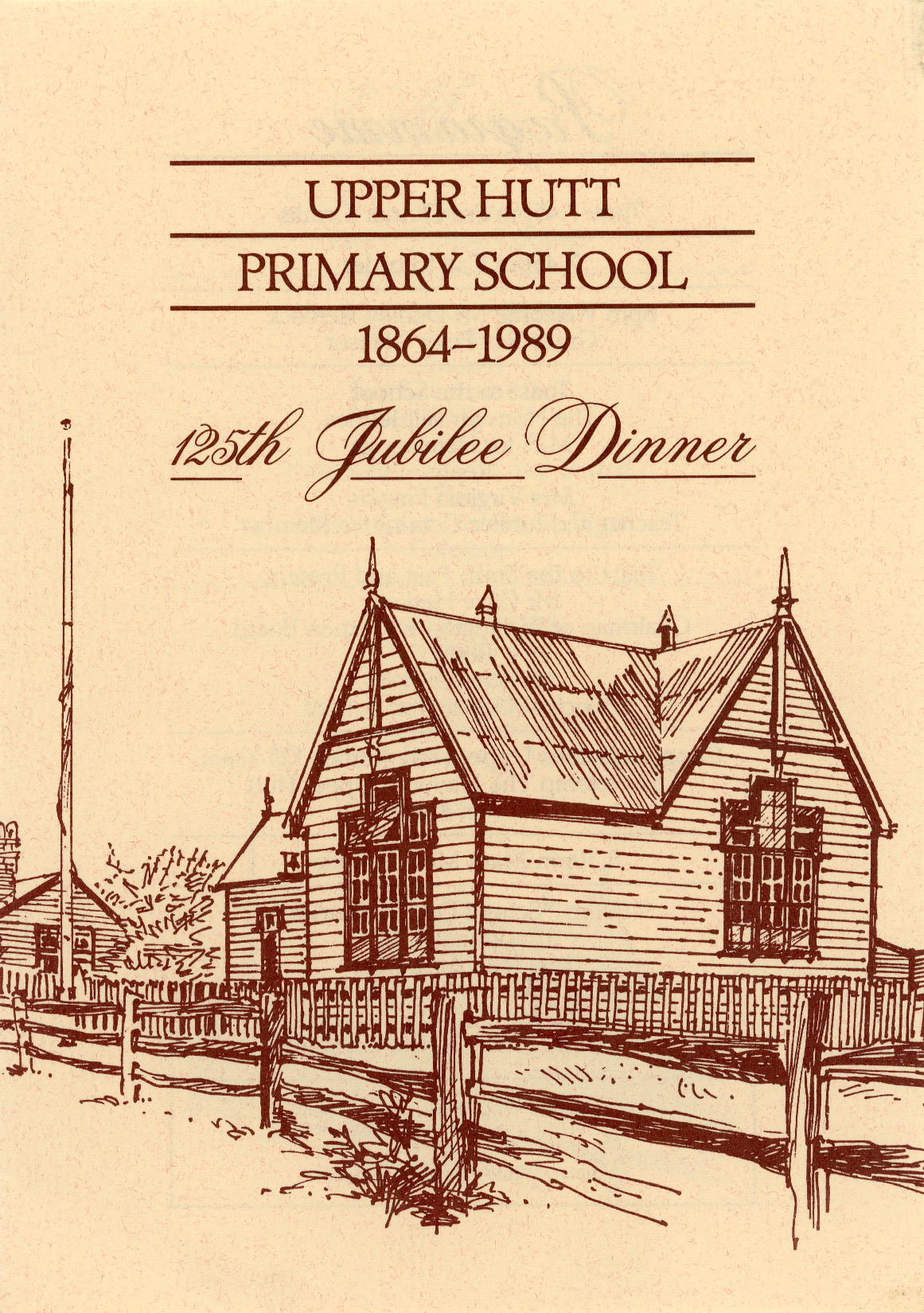 Upper Hutt School; 125th Jubilee Dinner Menu; 1989