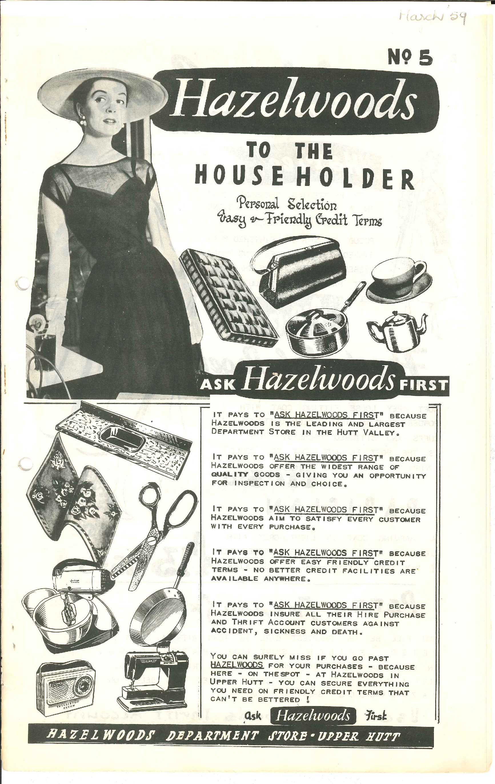 Hazelwoods promotional booklet, March 1959