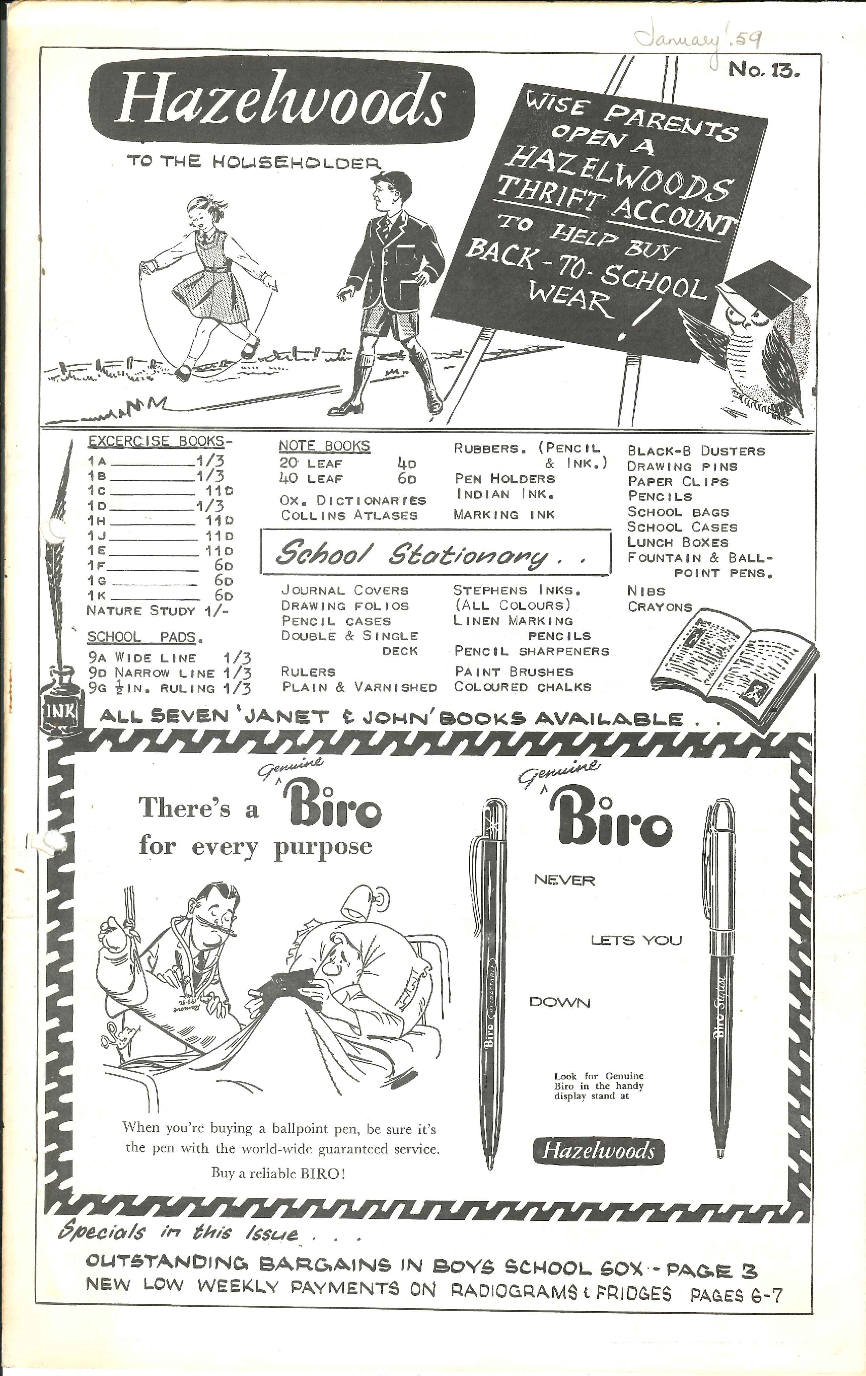 Hazelwoods promotional booklet, January 1959