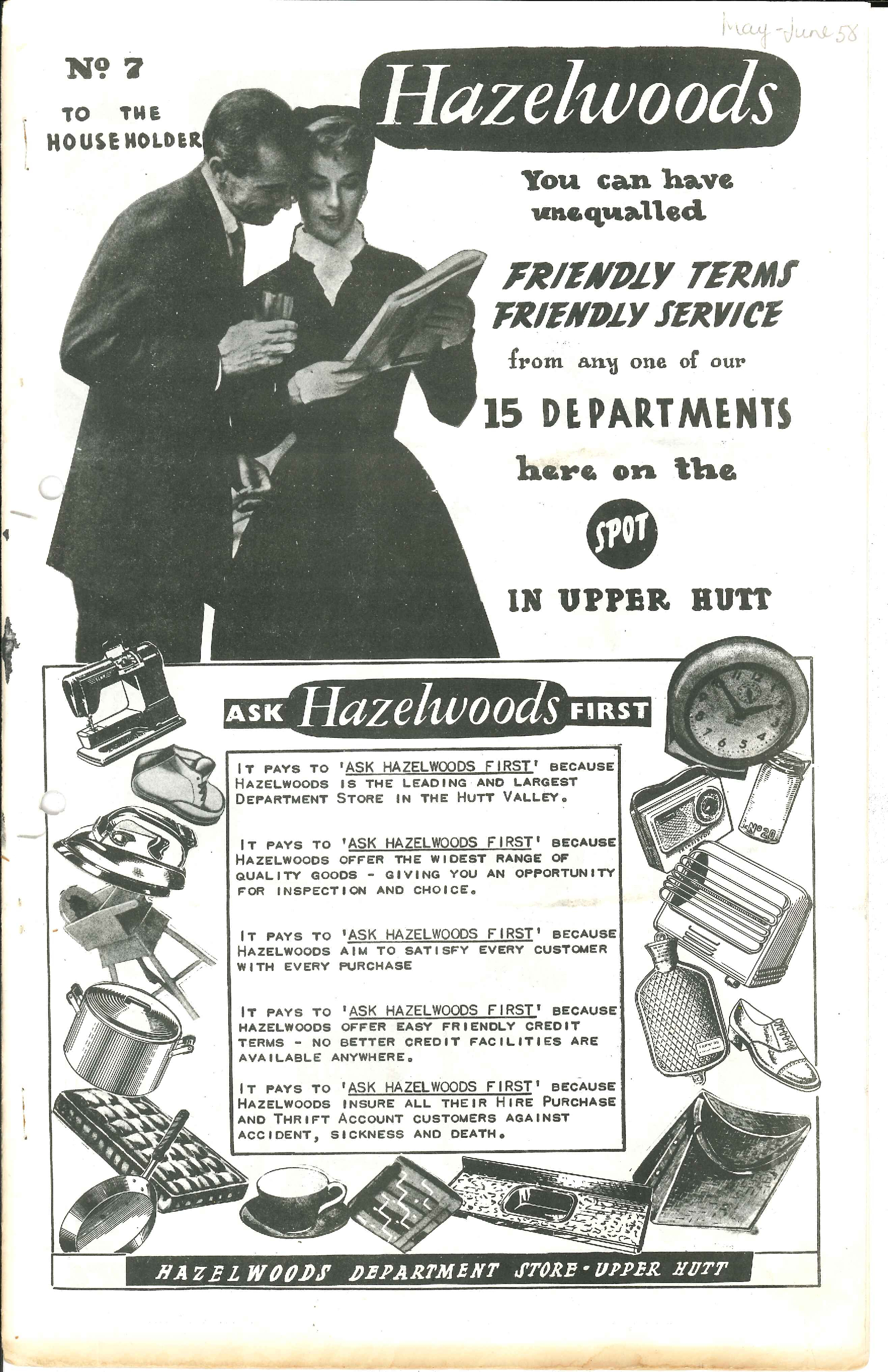 Hazelwoods promotional booklet, May&ndash;June 1958