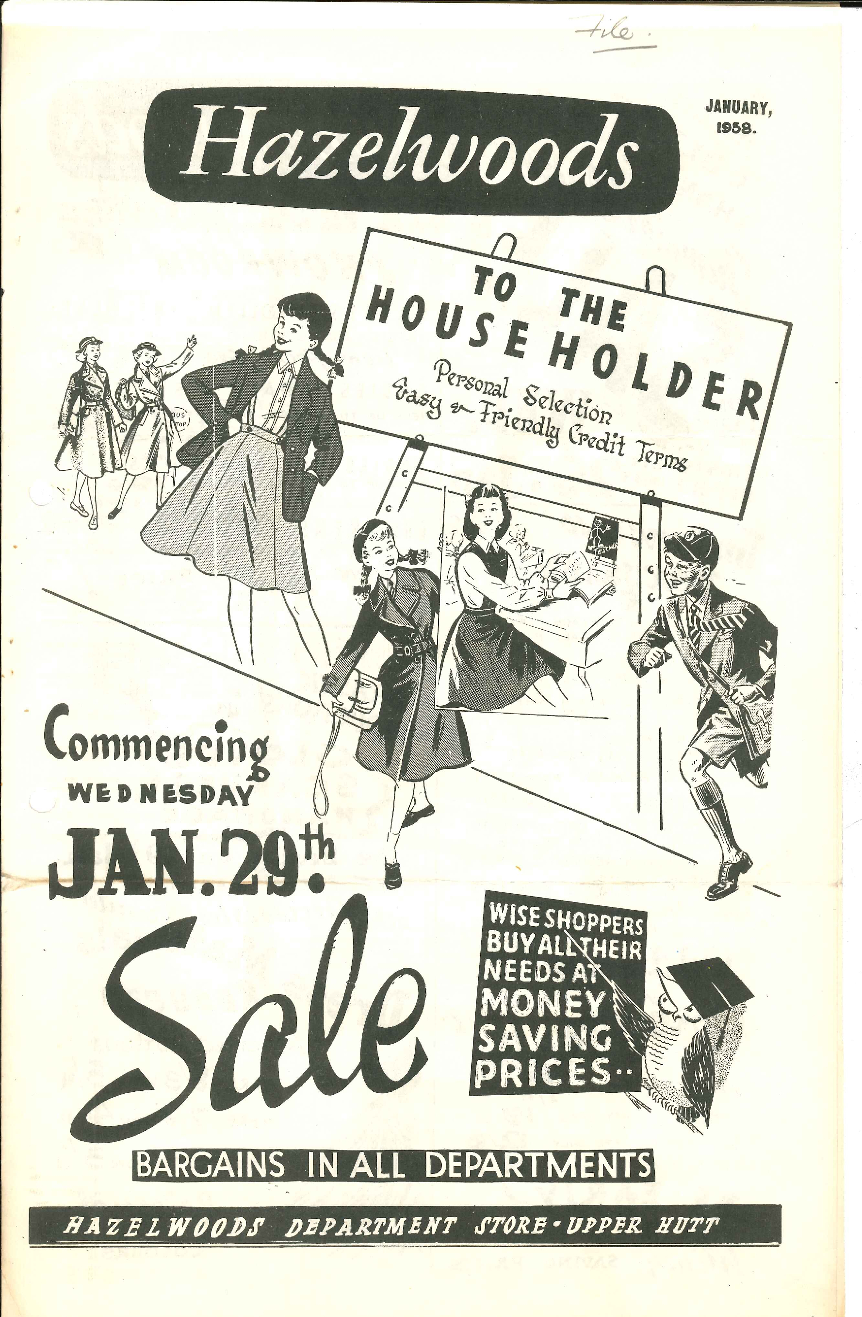 Hazelwoods sale flyer, 1958