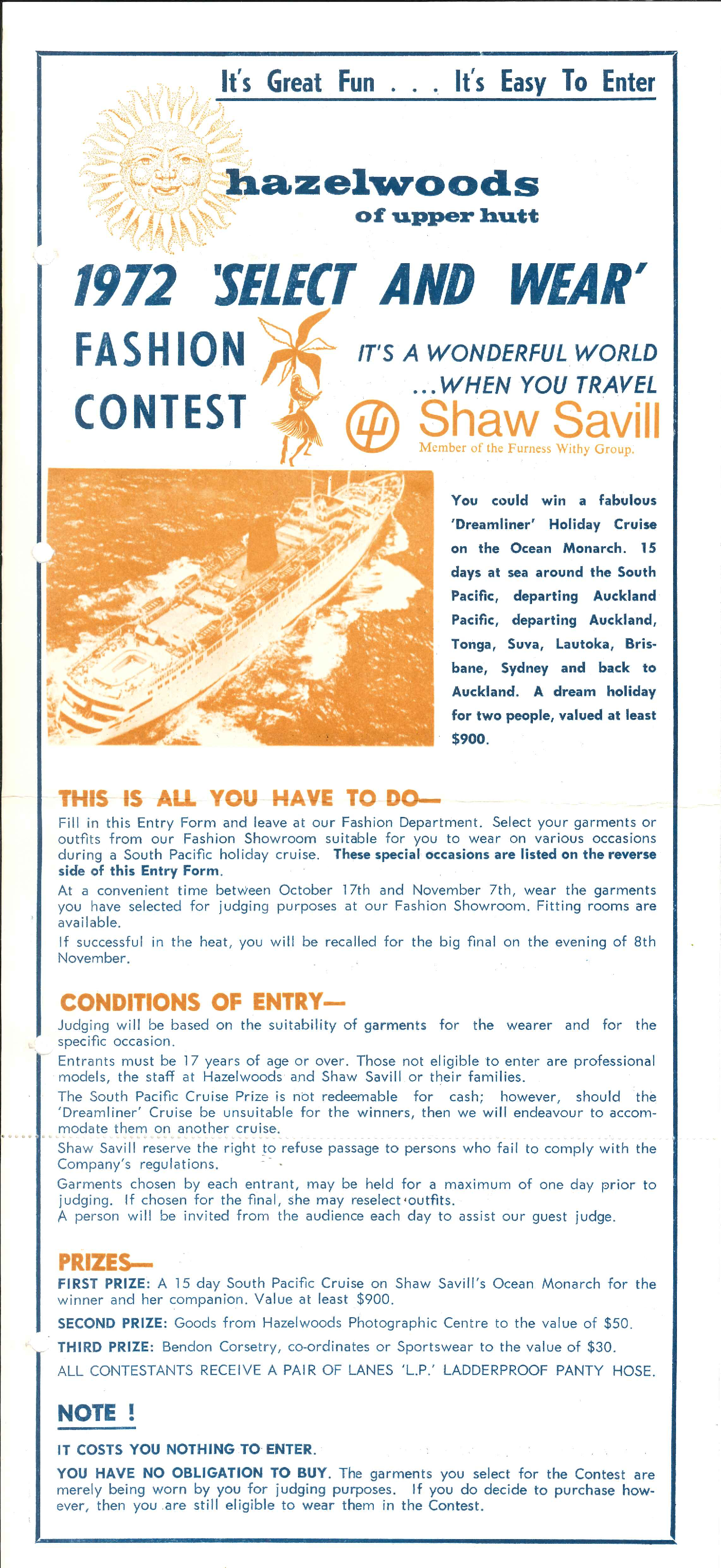 Hazelwoods 'select and wear' competition, 1972