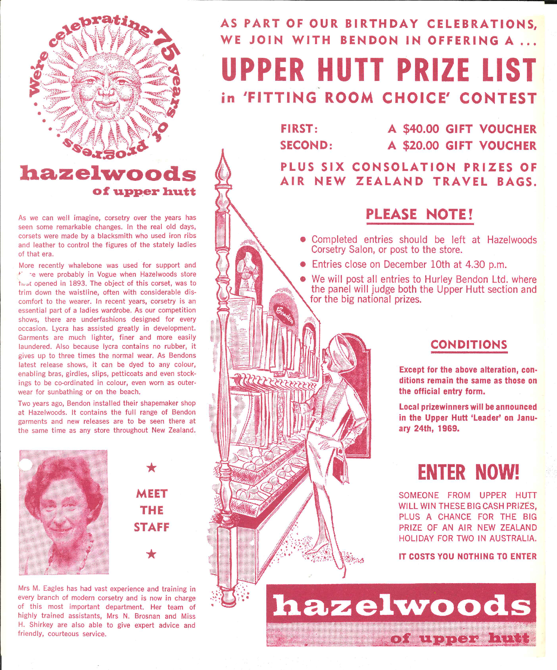 Bendon 'Fitting Room Choice' competition, Hazelwoods, 1968