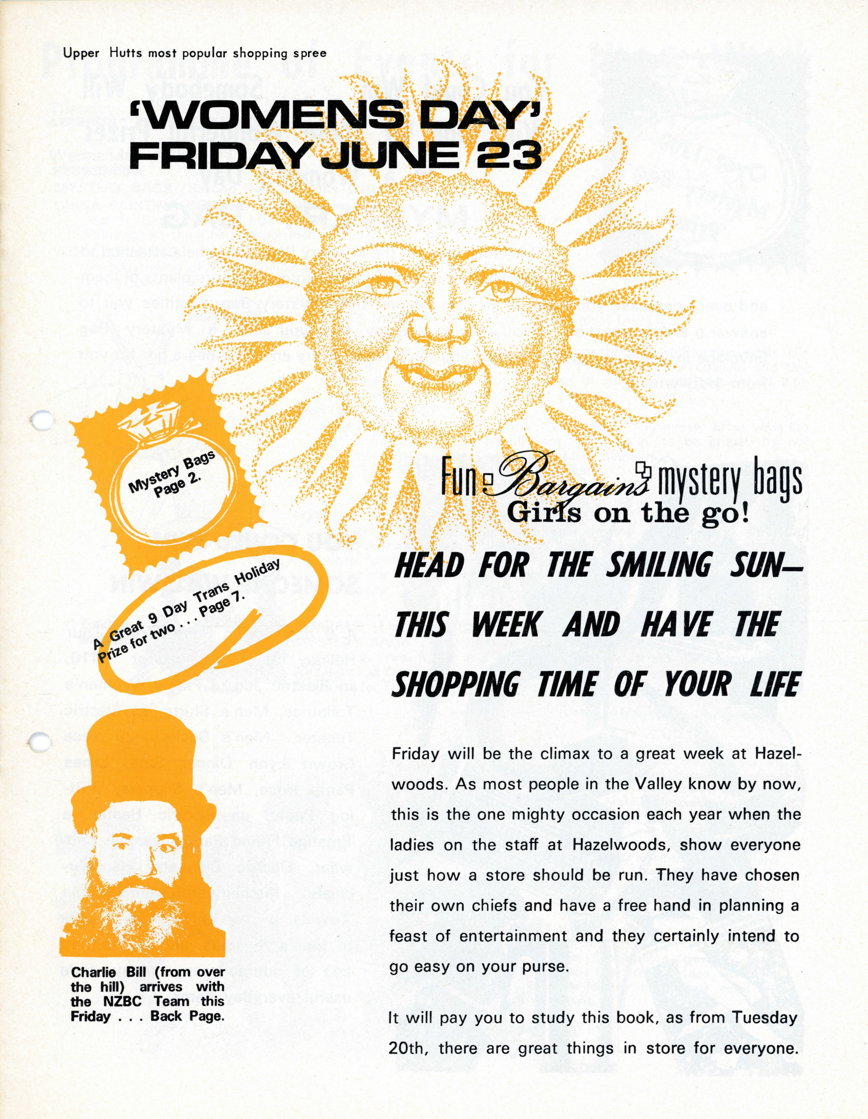 Hazelwoods Women's Day promo, June 1972