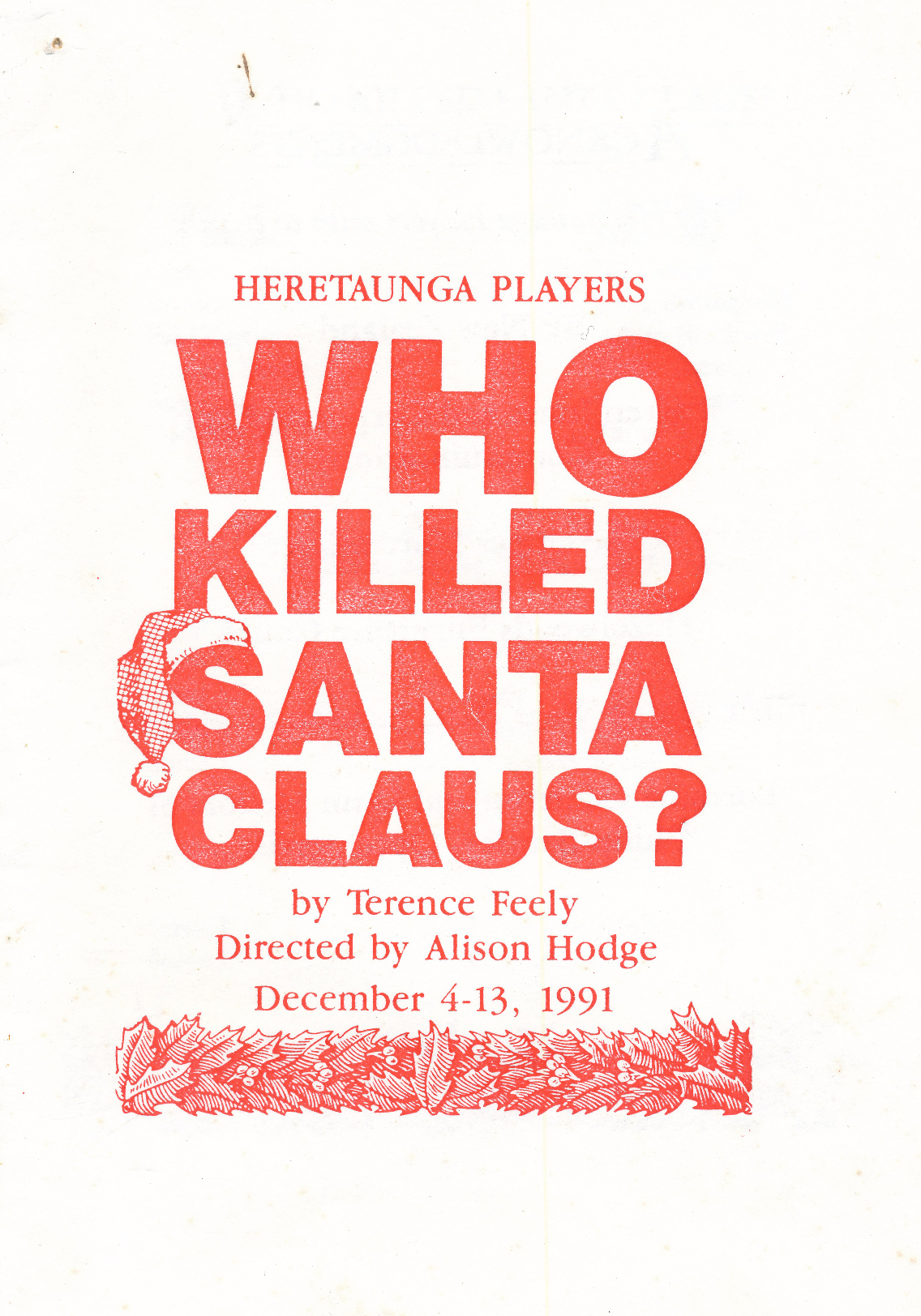 Heretaunga Players; Programme; Who Killed Santa Claus?