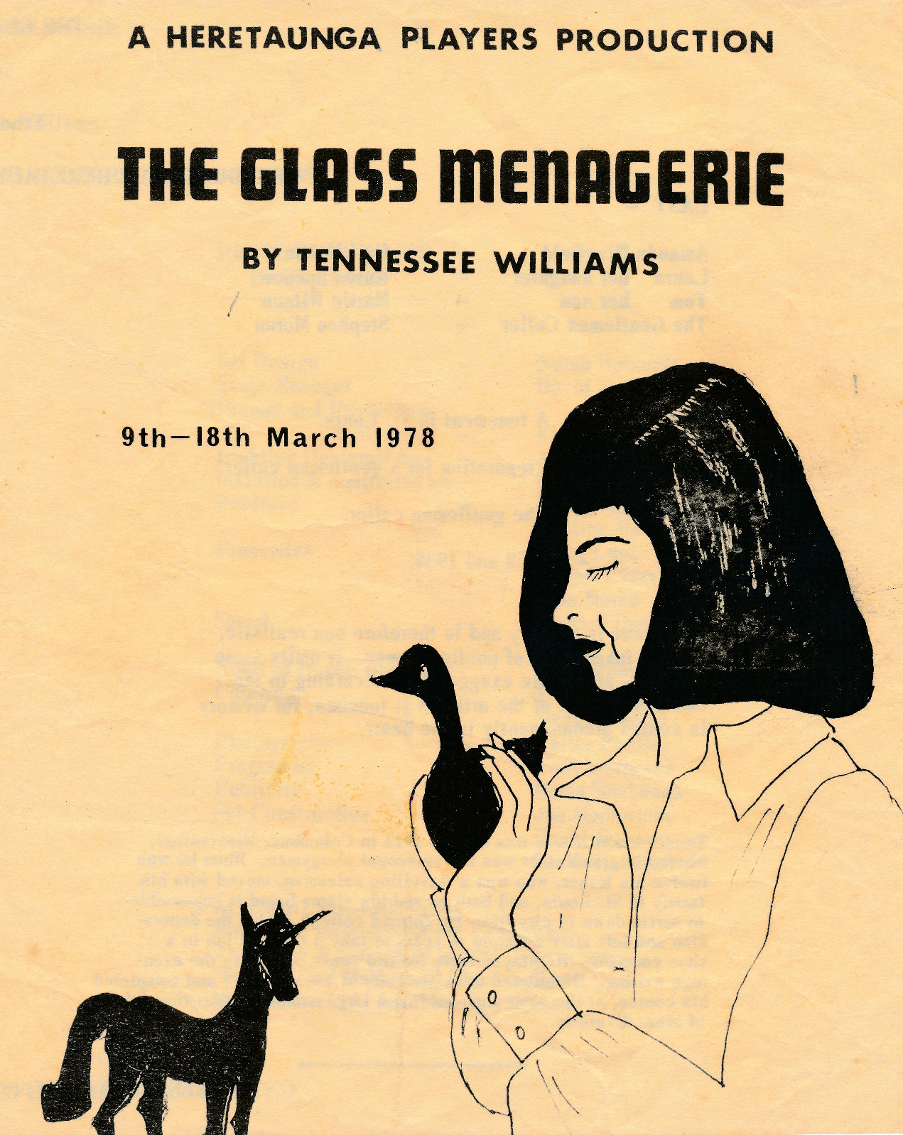 Heretaunga Players; Programme: The Glass Menagerie 