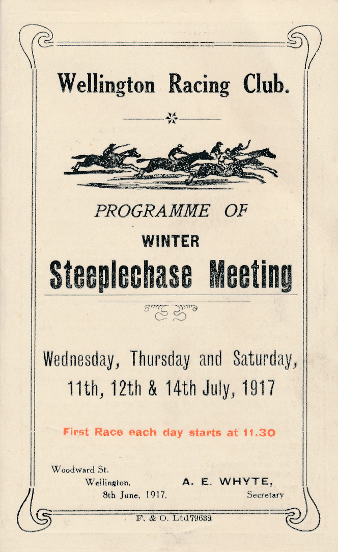 Wellington Racing Club; Programme of Winter Steeplechase Meeting