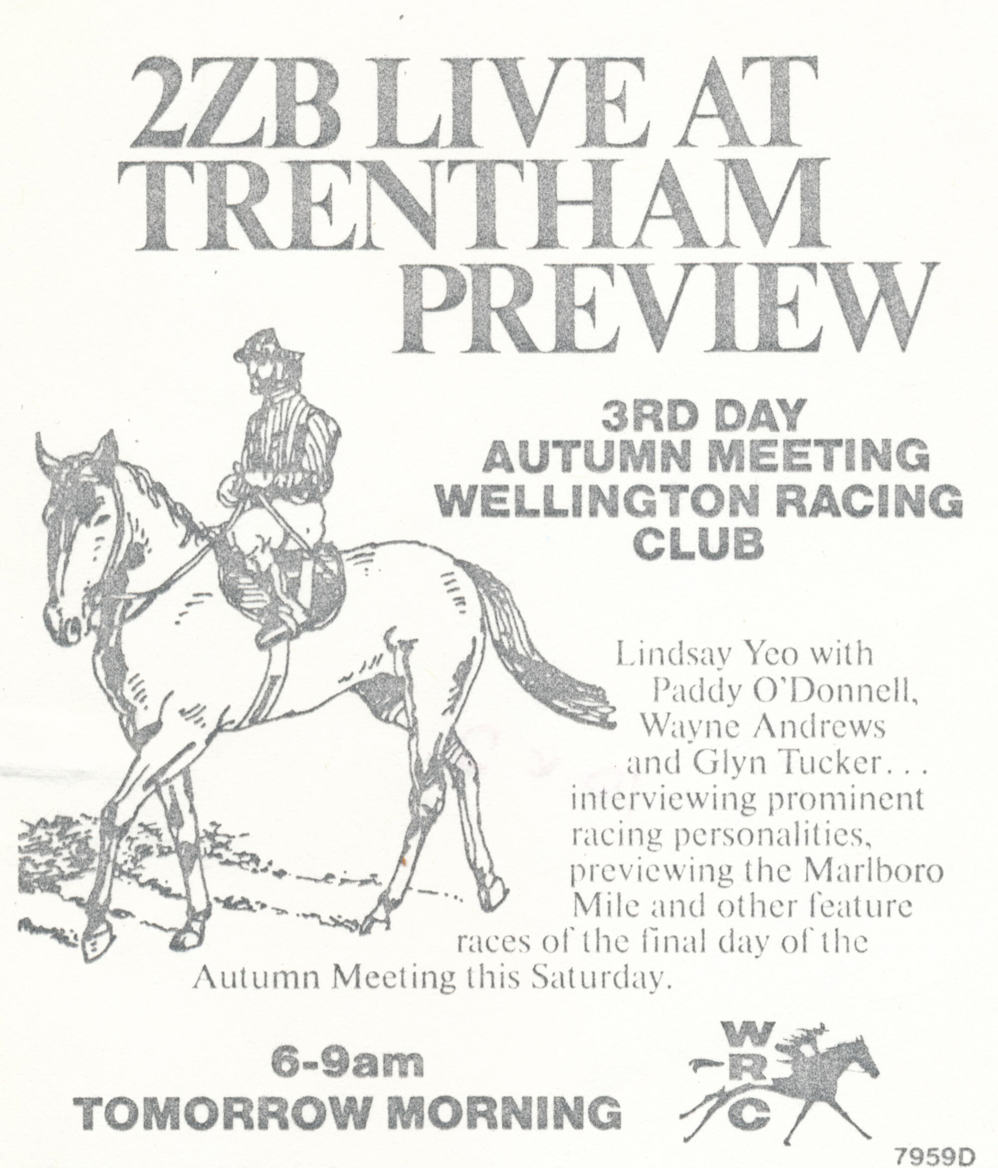 Wellington Racing Club; Advertising Proof. 2ZB Live