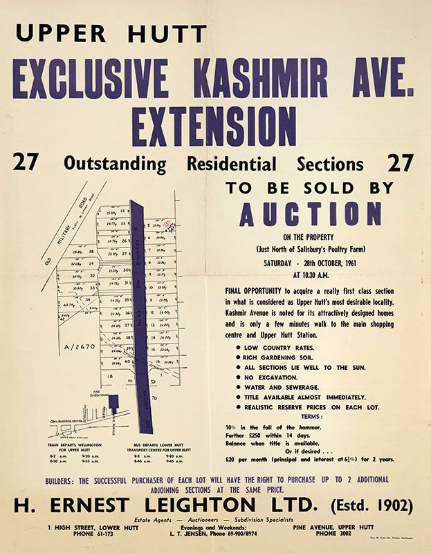 Housing development plan, 1961; Kashmir Avenue extended norhwards. [P6-34-2093]