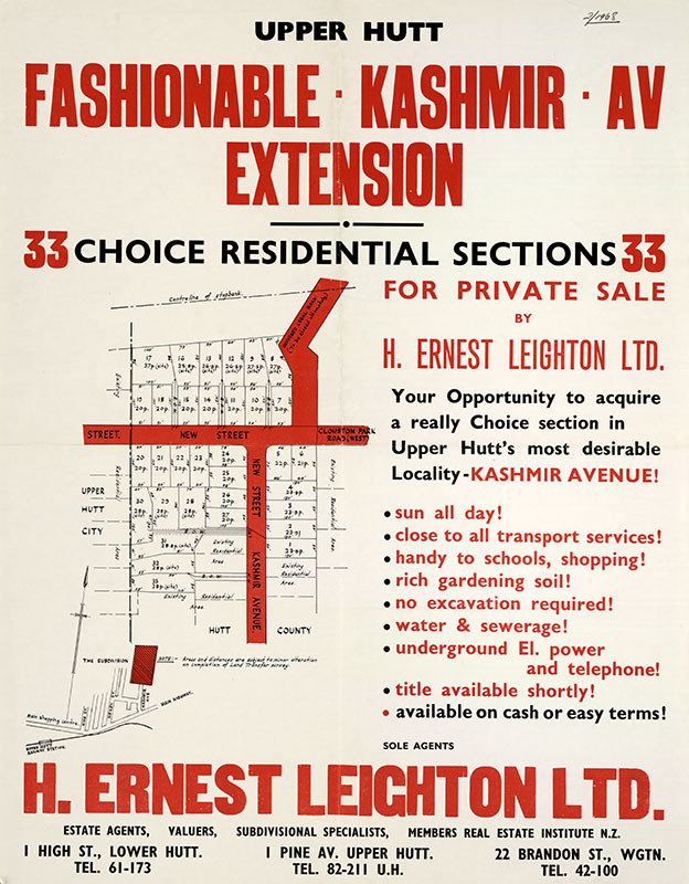 Housing development plan, 1968; Kashmir Avenue and Clouston Park Road extensions.