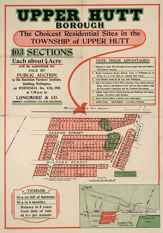 Housing development plan, 1928; Seddon, Wilford, Birch and Lane Streets.