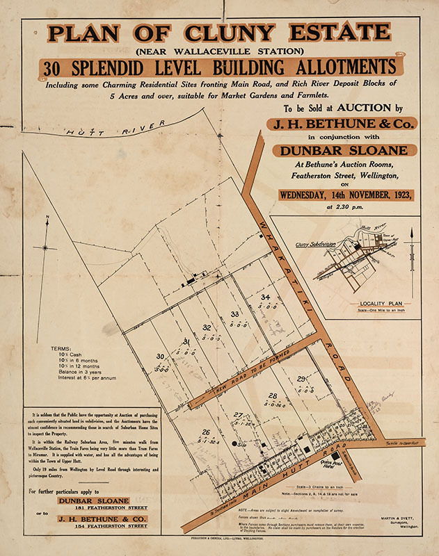 Housing development plan, 1923; Cluny Estate; Fergusson Drive, Whakatiki to Milton Streets. [P6-38-2097]