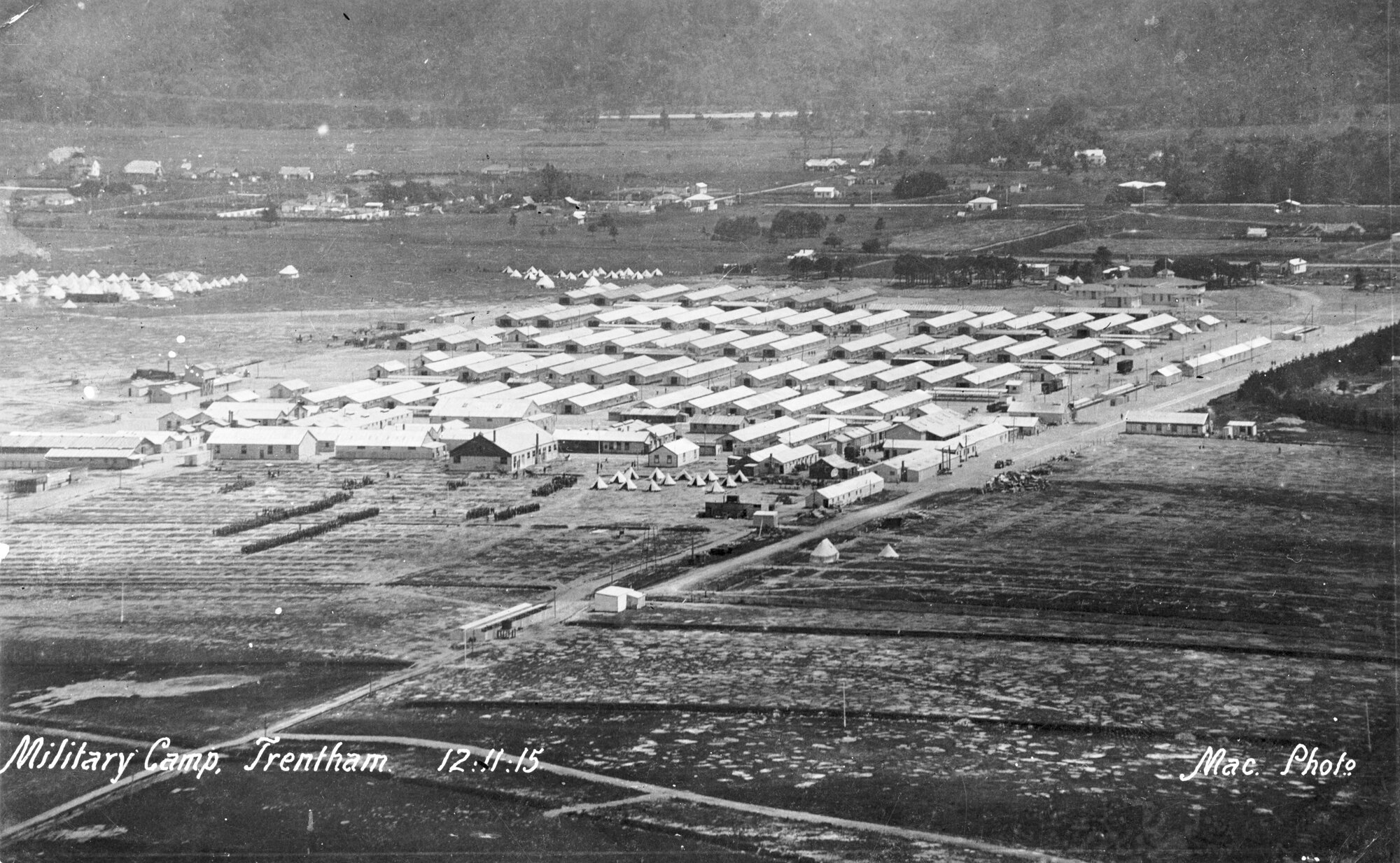 Trentham Camp from hill to the east 1B