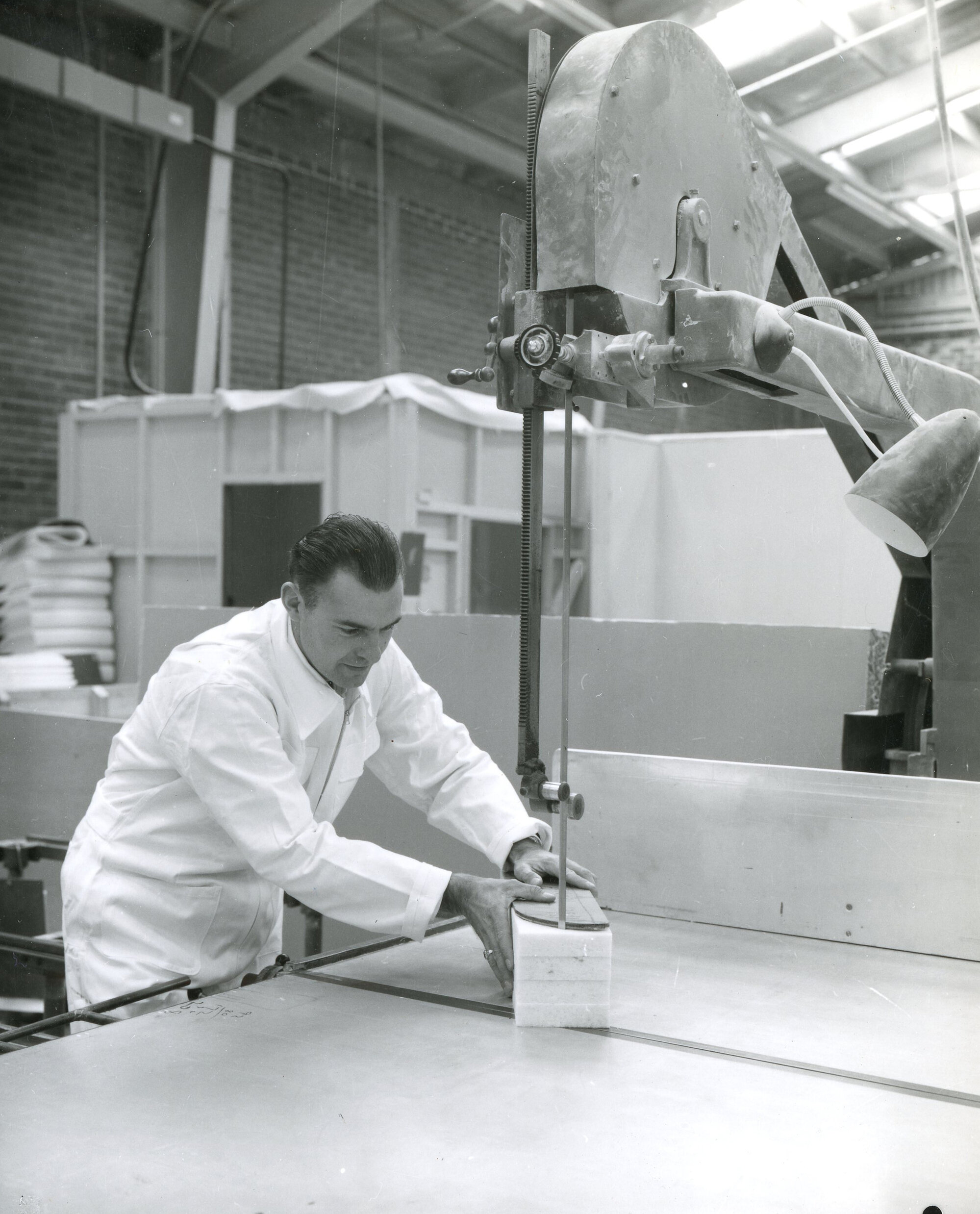 Felt and Textiles Factory; Cutting Foam; ca. 1960s