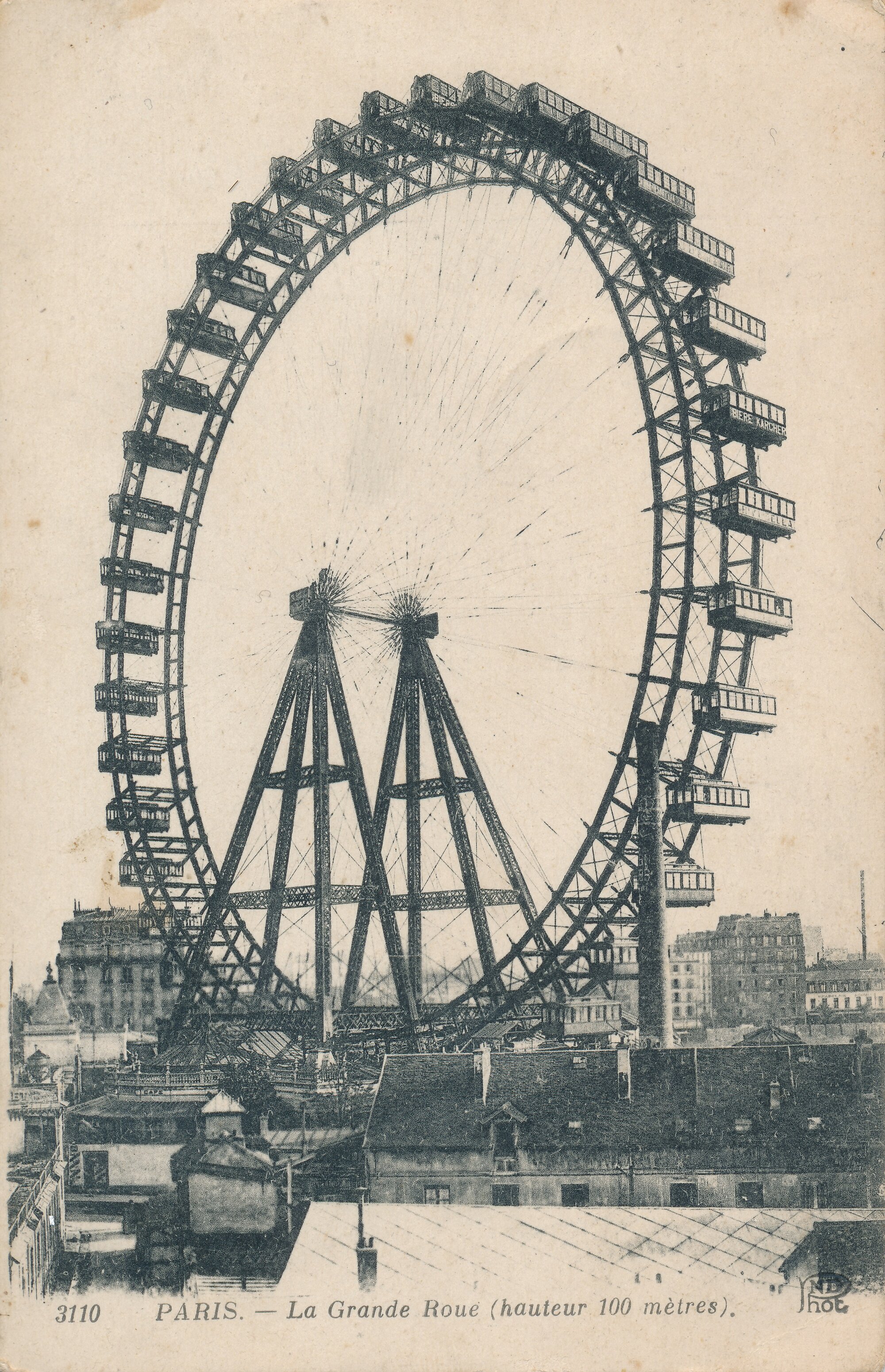 Weddell WW1 Postcard 2A; The great Ferris wheel, Paris; 100 metres high