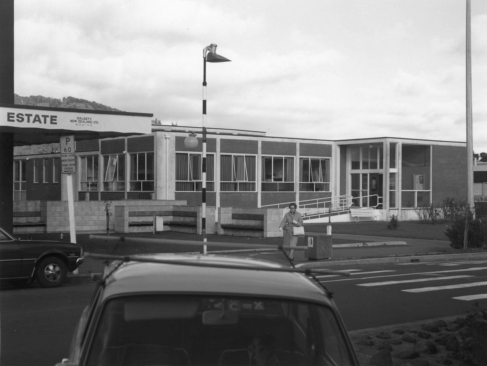Main Street; No.  76; courthouse, showing public seating and access ramp.