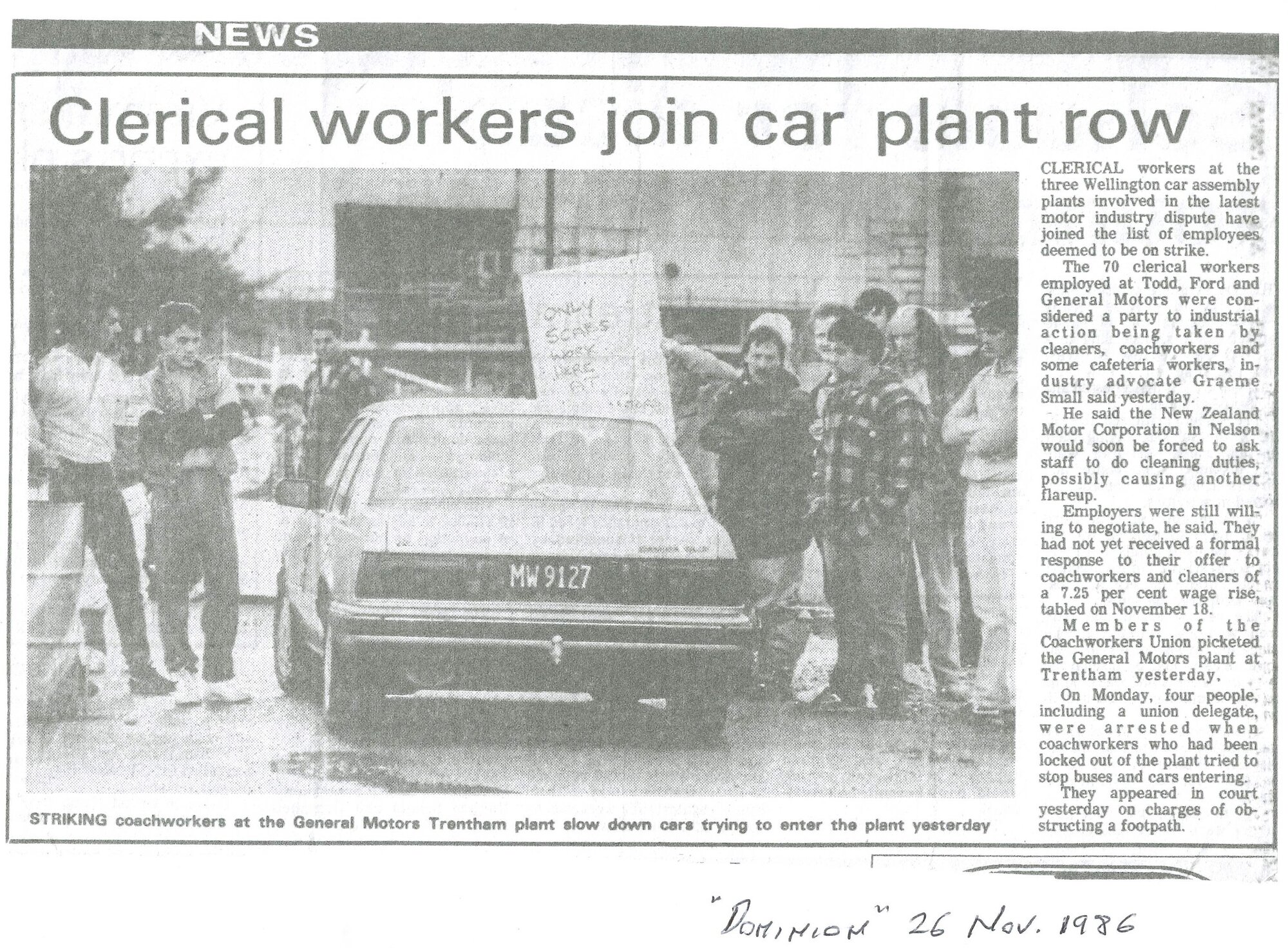 General Motors; Strike Article Dominion; 1986