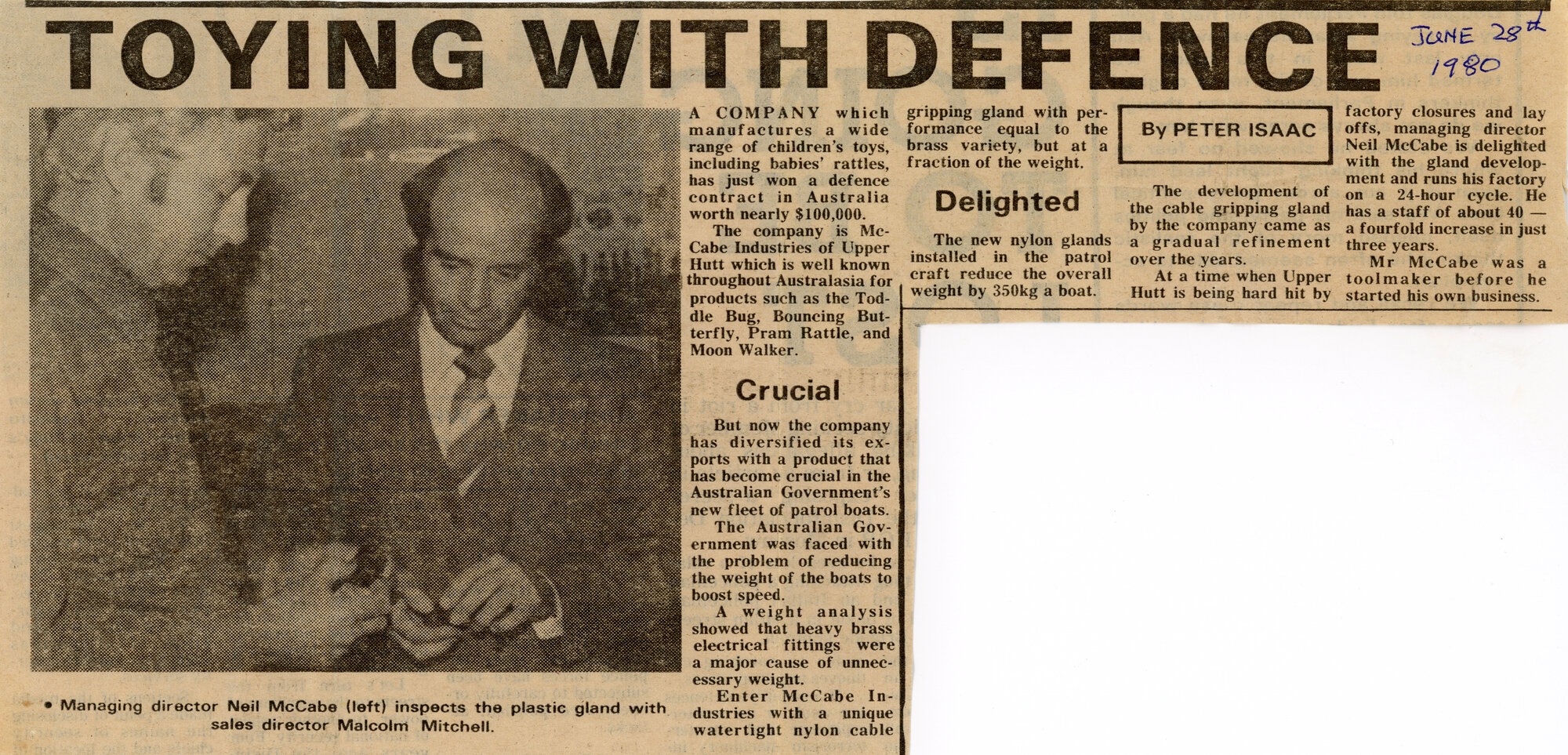 McCabe Industries Ltd; Newspaper Clipping; 1980