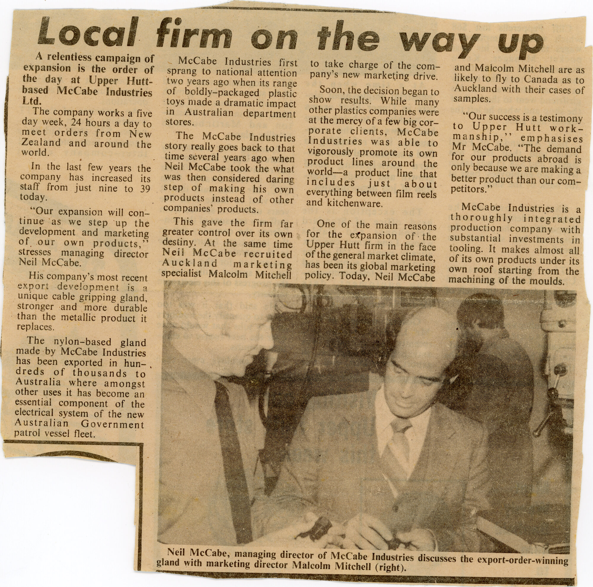 McCabe Industries Ltd; Newspaper Clipping; 1980