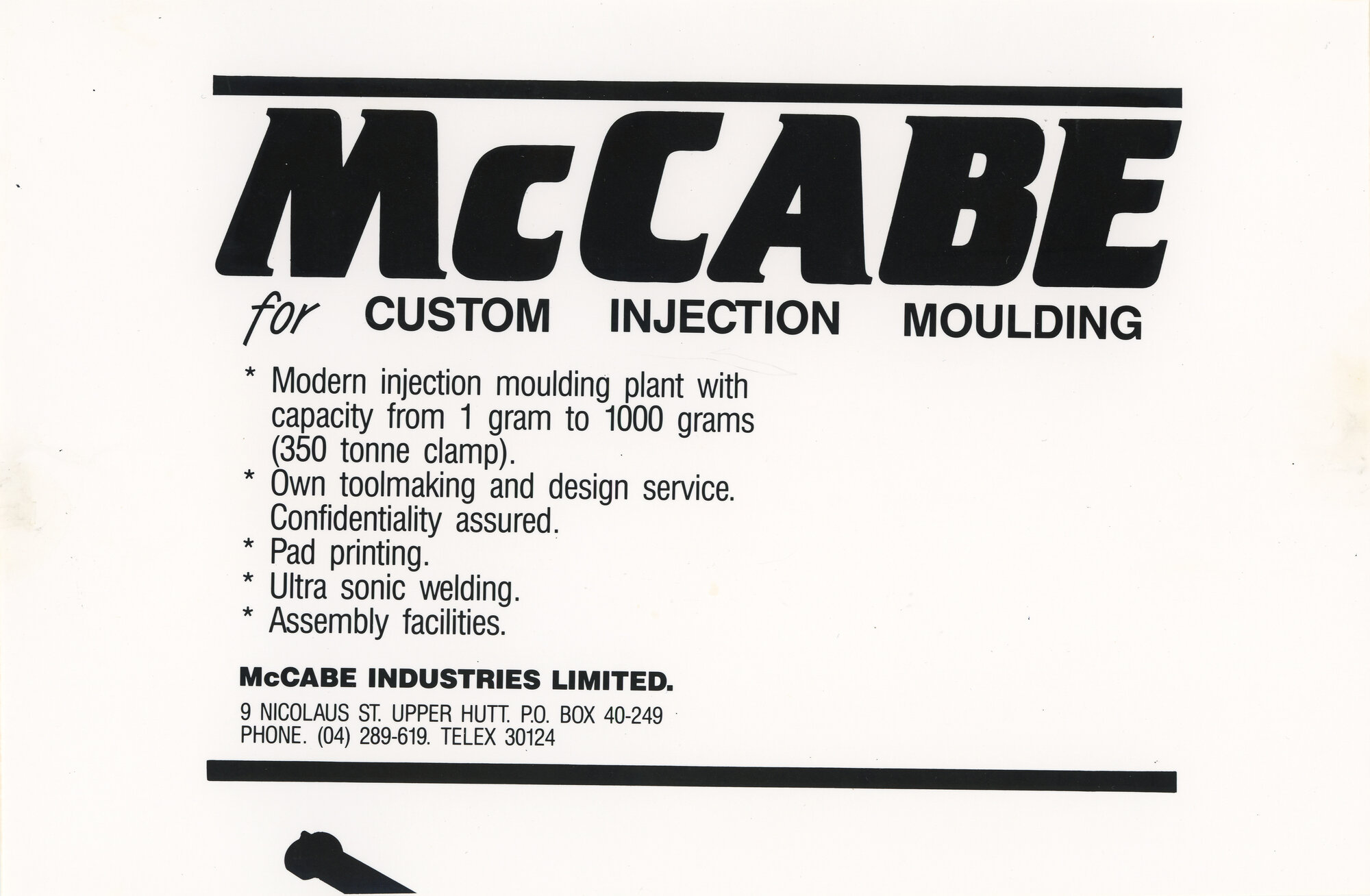McCabe Industries Ltd; Promotional Flyer; ca. 1980s